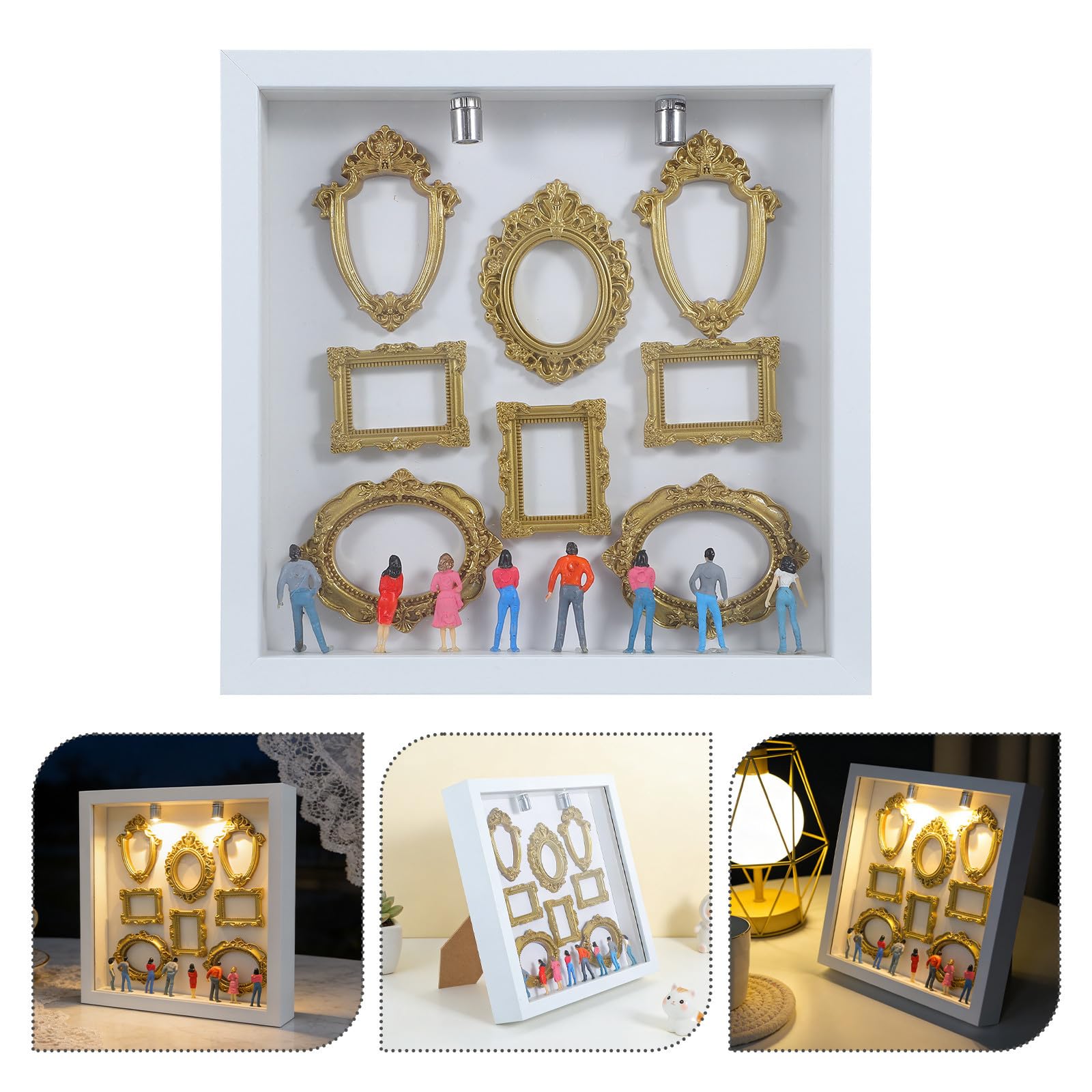 Veemoon Scatola Silhouette Mini Cornice Bianca in Legno e Plastica
