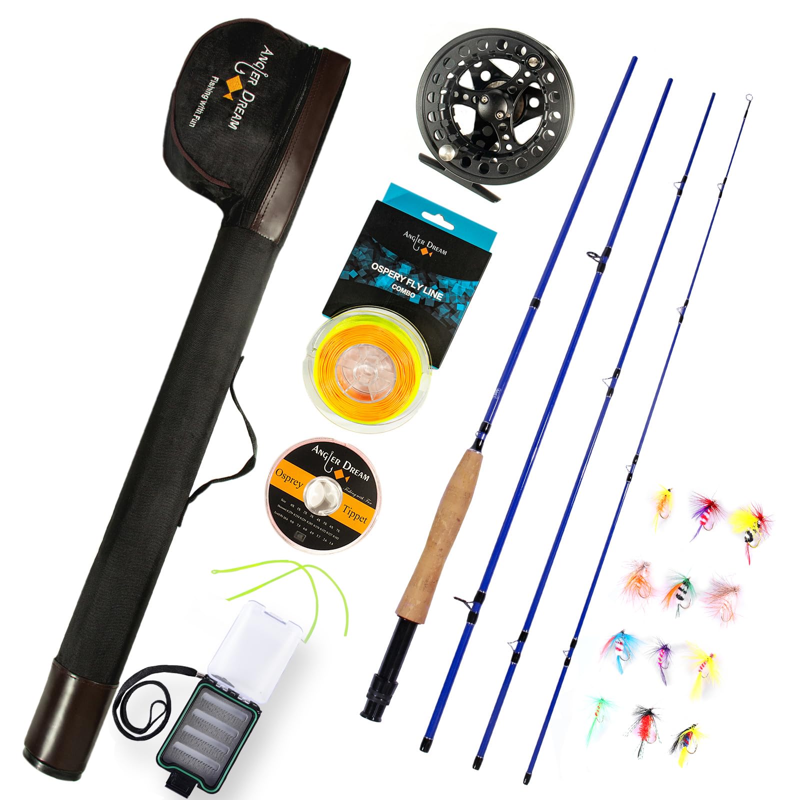 ANGLER DREAMFly Fishing Rod and Reel Combo 3/5/8 WT Fly Fishing Combo for starter 4 pieces Fly Rod Kit