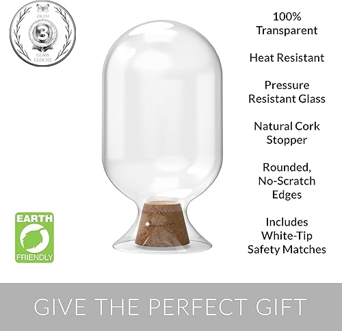 Miniatura 3 de Soporte de cristal con huelguista, incluye fósforos de lujo en tarro Cloche, regalo decorativo de Navidad para el hogar o la chimenea, blanco,