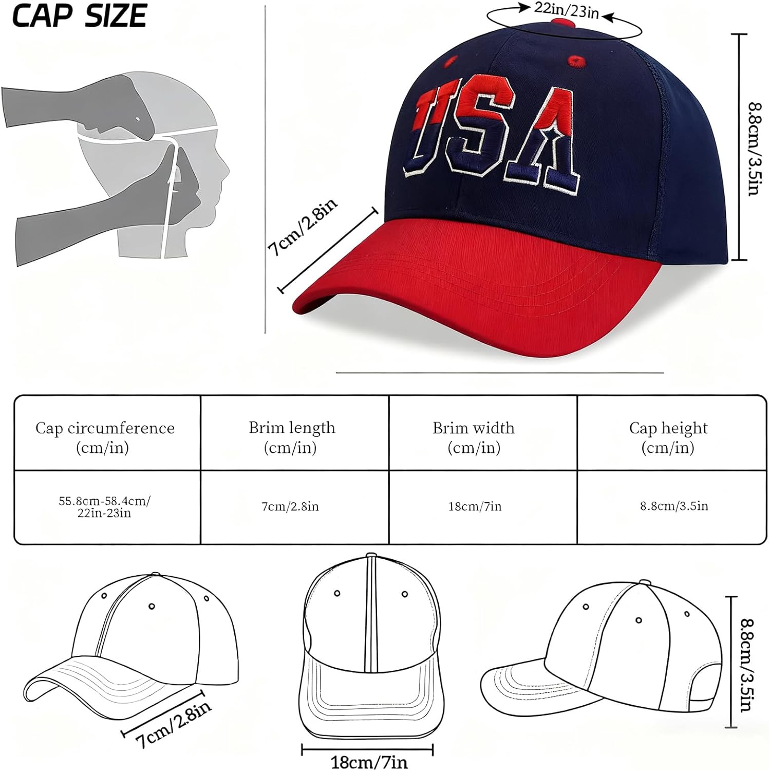American Flag Patriotic Baseball Cap | Embroidered USA Flag 100% Cotton Adjustable Hat for Men & Women - Image 5