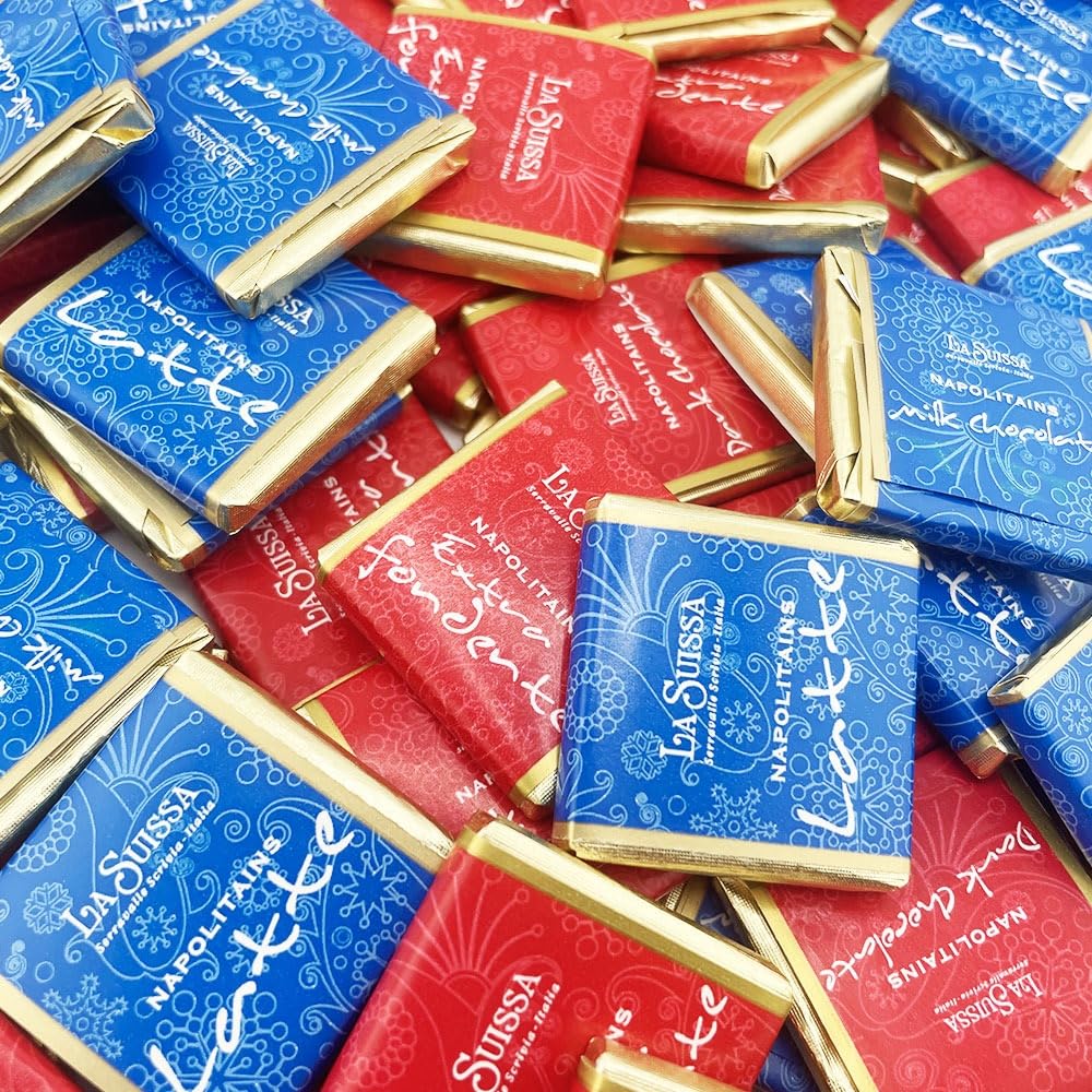 La Suissa 180 Cioccolatini di cortesia Napolitains - Confezione da 1 kg - Assortimento di cioccolato Fondente extra 52%, al Latte. Senza glutine