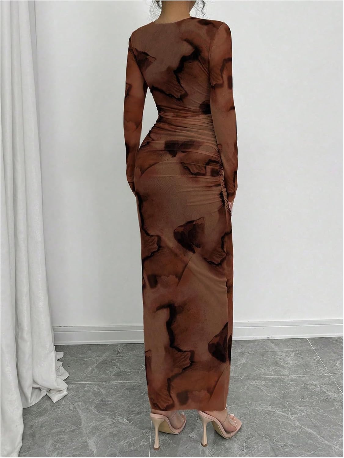 Milumia Women's Mesh Long Sleeve Bodycon Maxi Dress Spring Wedding Guest Party Long Dresses - Image 3