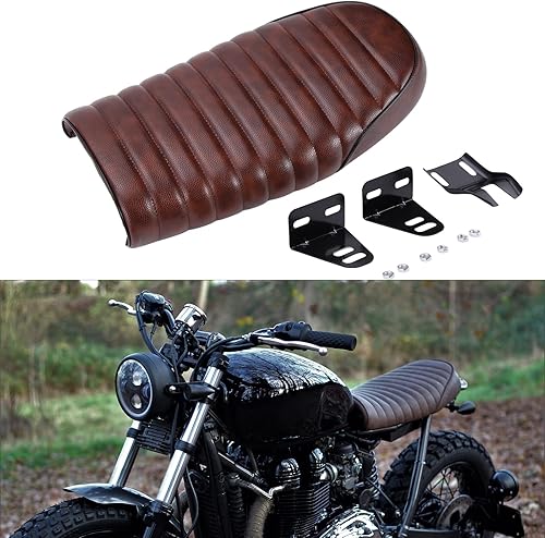 Miniatura 7 de DREAMIZER Asiento vintage para motocicleta Cafe Racer de piel sintética compatible con Suzuki KZ400 KZ650 KZ750 TU250X GS450 GS750 GS1100 R75 R90