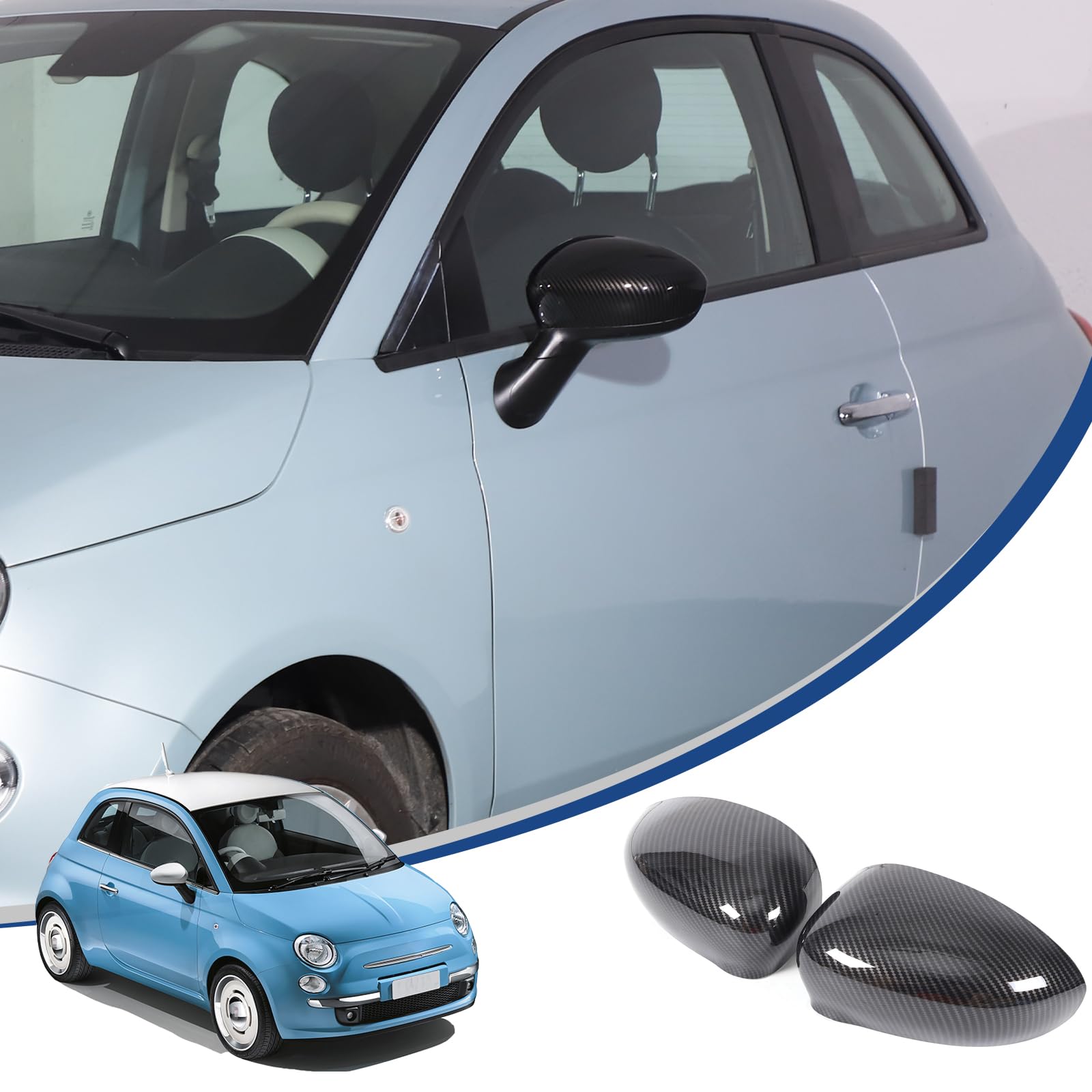 FIAT 500 純正サイドミラーカバー（ボサノバホワイト）　新車外し イブデザイン オリジナル商品】 フィアット500 シリーズ1～6