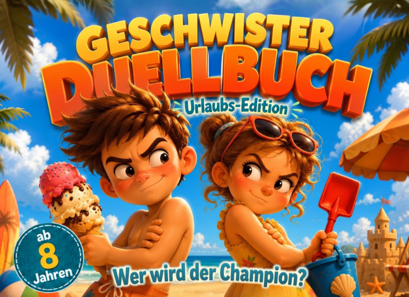Das Geschwister-Duellbuch "Urlaubs-Edition": 24 Reisespiele für Geschwister ab 8 Jahren – 1 gegen 1 Reiseduell mit Stift & Papier | Spiele für ... Flugzeug & Urlaub | Spaß statt Bildschirmzeit