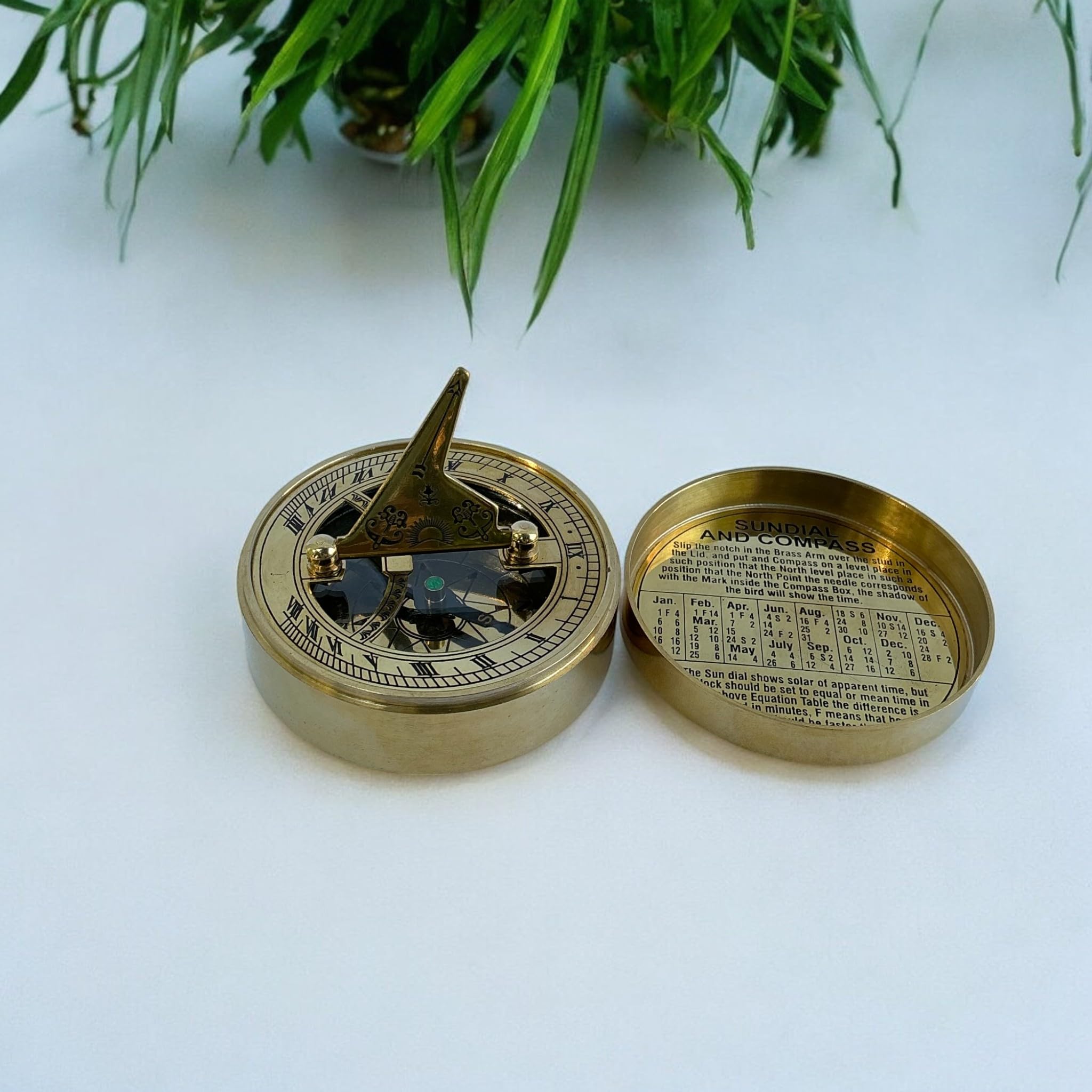 Personalized Sundial Compass, Engraved, Brass-picture-31