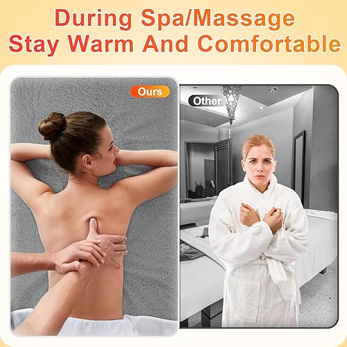 Miniatura 2 de Calentador de mesa de masaje, manta térmica de cachemira suave de 30 x 71 pulgadas, 4 temporizadores y 6 ajustes de calor y protección contra