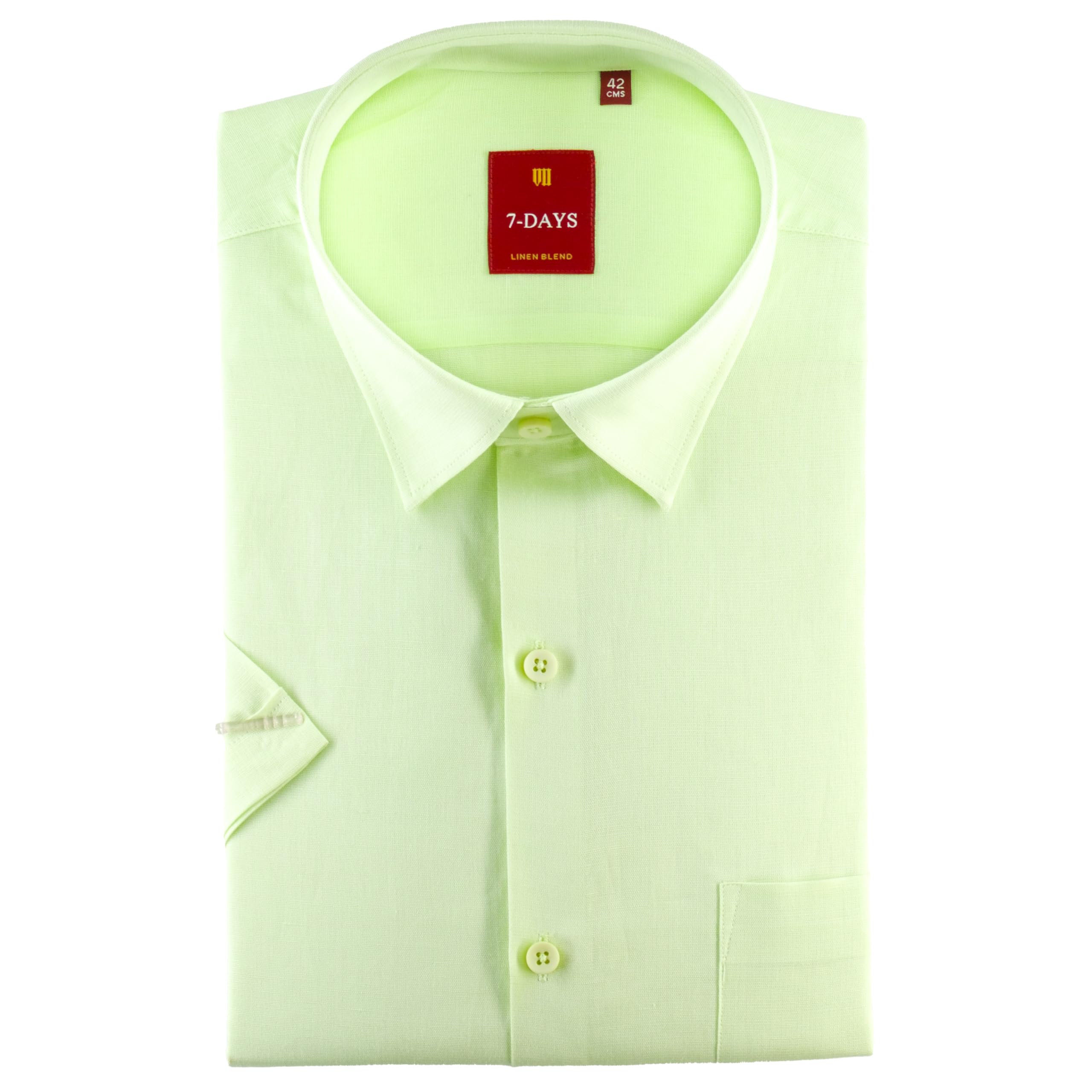 Men’s Linen Cotton Blend Half Sleeve Shirt for Men | Premium Plain Shirt | Tailored Fit (Between Slim & Regular) | Stylish Office & Casual Wear | with Pocket-image-1