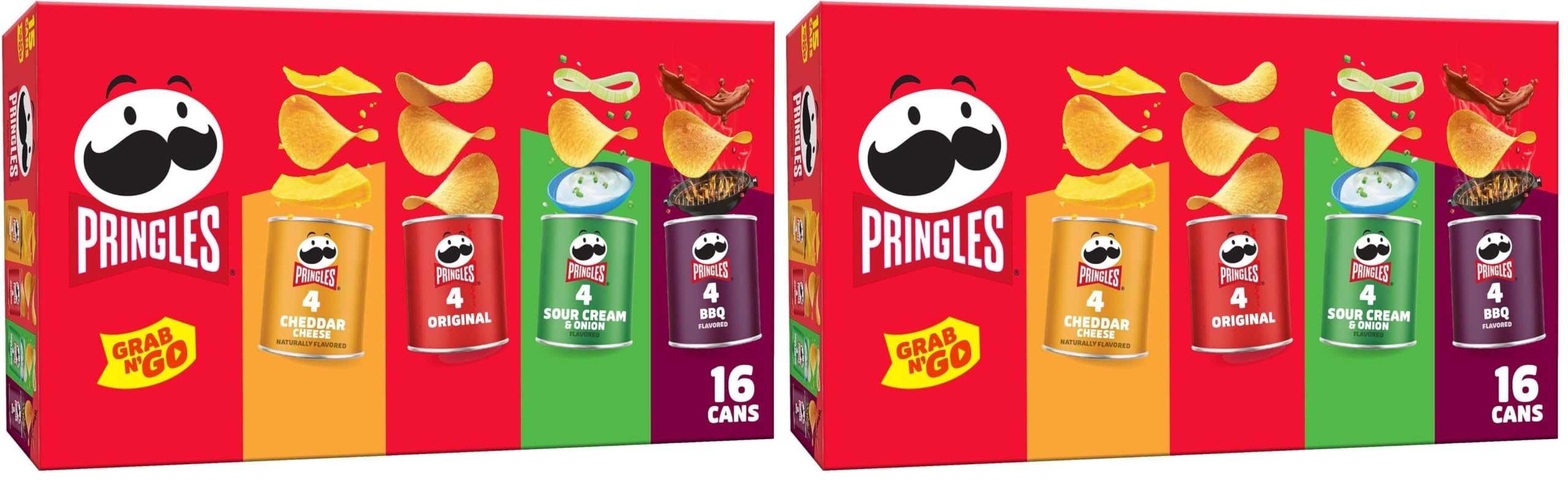PringlesPotato Crisps Chips, Lunch Snacks, Office and Kids Snacks, Grab N' Go, Variety Pack (16 Cans) (Pack of 2)