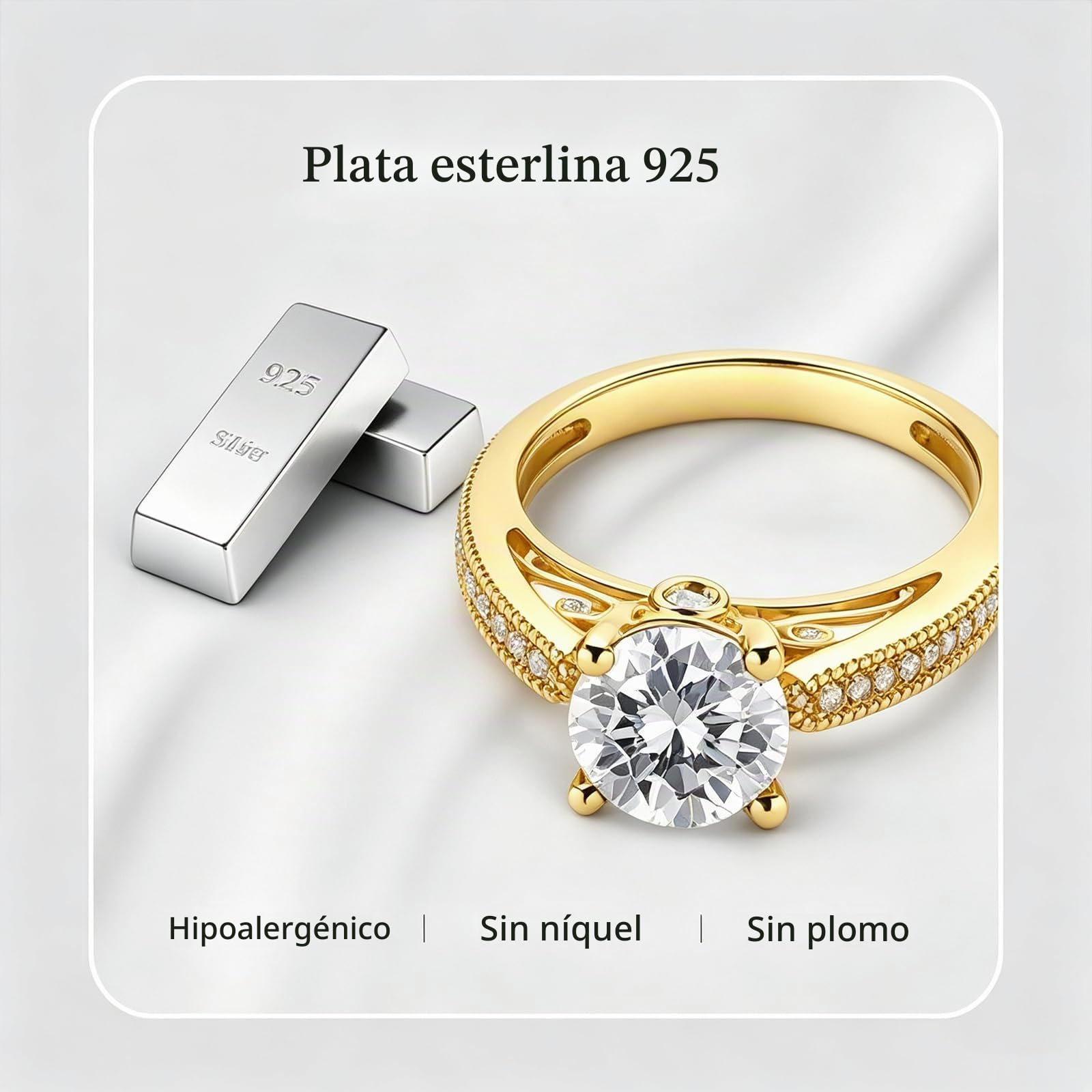 Jeulia Moissanita Anillo Clásico de Con Diamantes Con Corte Redondo Anillos Plata de Ley para Compromiso Aniversario Boda Navidad San Valentín
