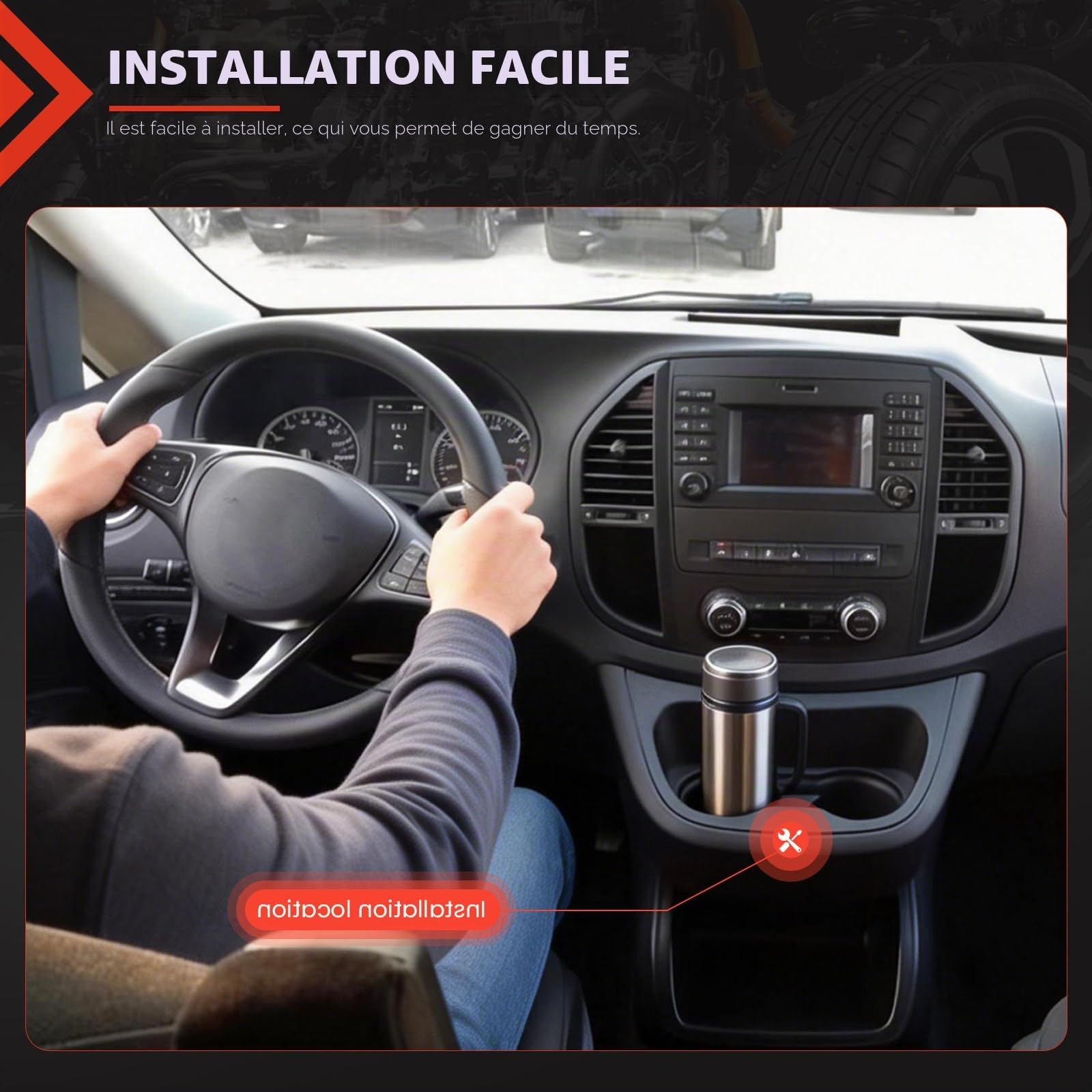 Porte-gobelet noir compatible avec Me-rce-s-B Vito W447 2016-2020 porte-gobelet pour instrument de contrôle central de la voiture