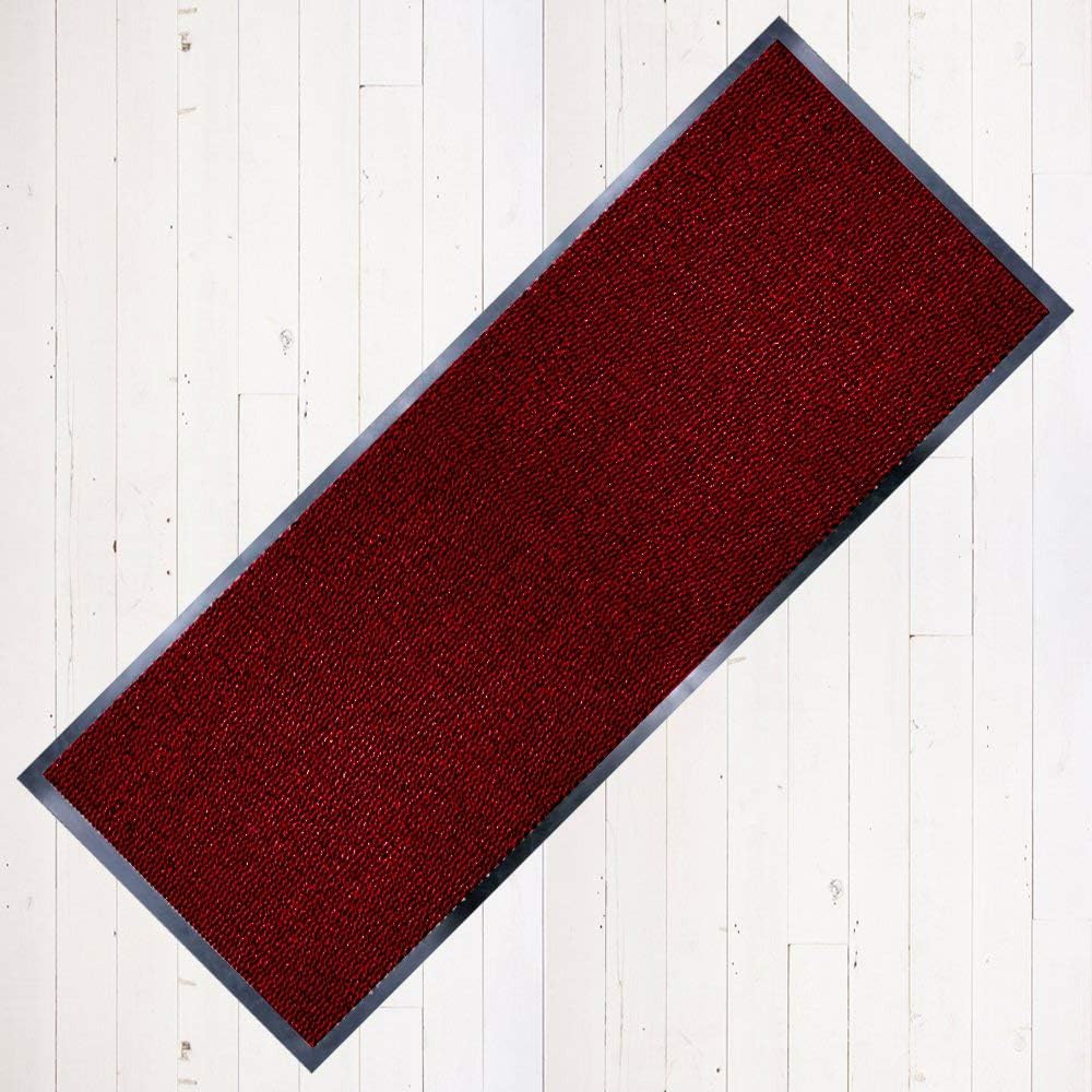TrendMakers Dirt Stopper Door Mat Carpet Runner 70cm x 240cm WINE RED/Black.With Non-Slip Back Rubber Doormat Kitchen Home Office Floor Mats
