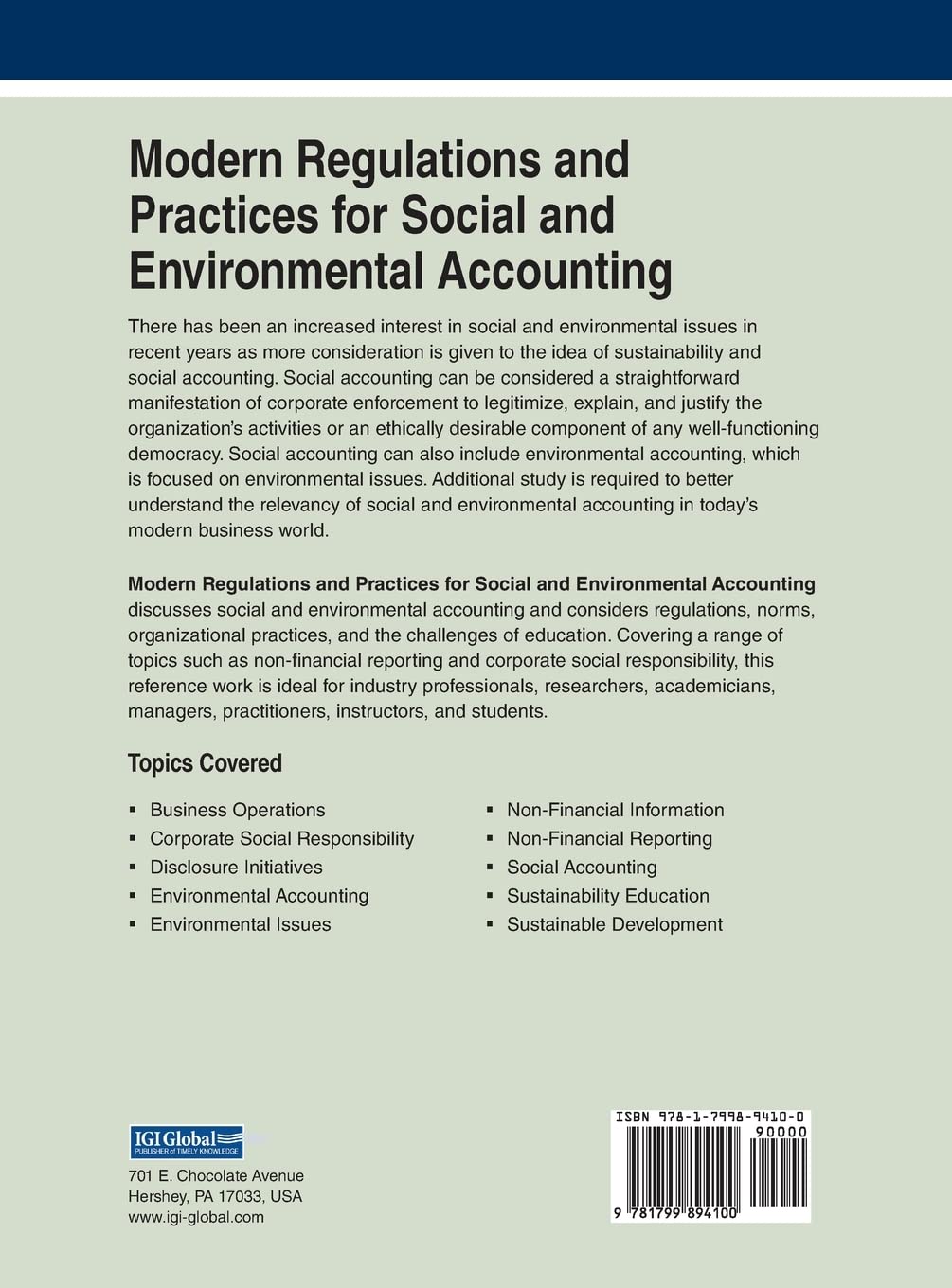 Modern Regulations and Practices for Social and Environmental Accounting (Advances in Finance, Accounting, and Economics)