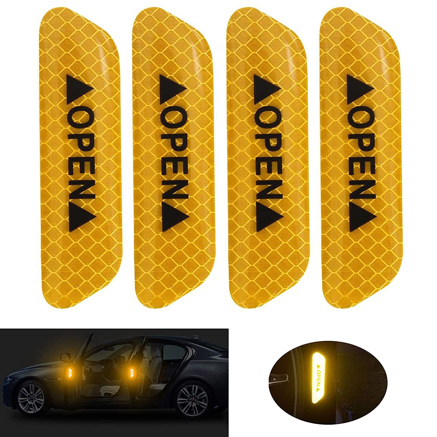 CarFrill Safety Reflective Tape,4Pcs Car Door Sticker Reflective Warning Strip Stickers, Anti-Collision Safety Reflective Decal Tape, Universal & Conspicuity Open Auto Decals (Yellow) (Yellow) (B09L5ZGM4R) Amazon Price History, Amazon Price Tracker
