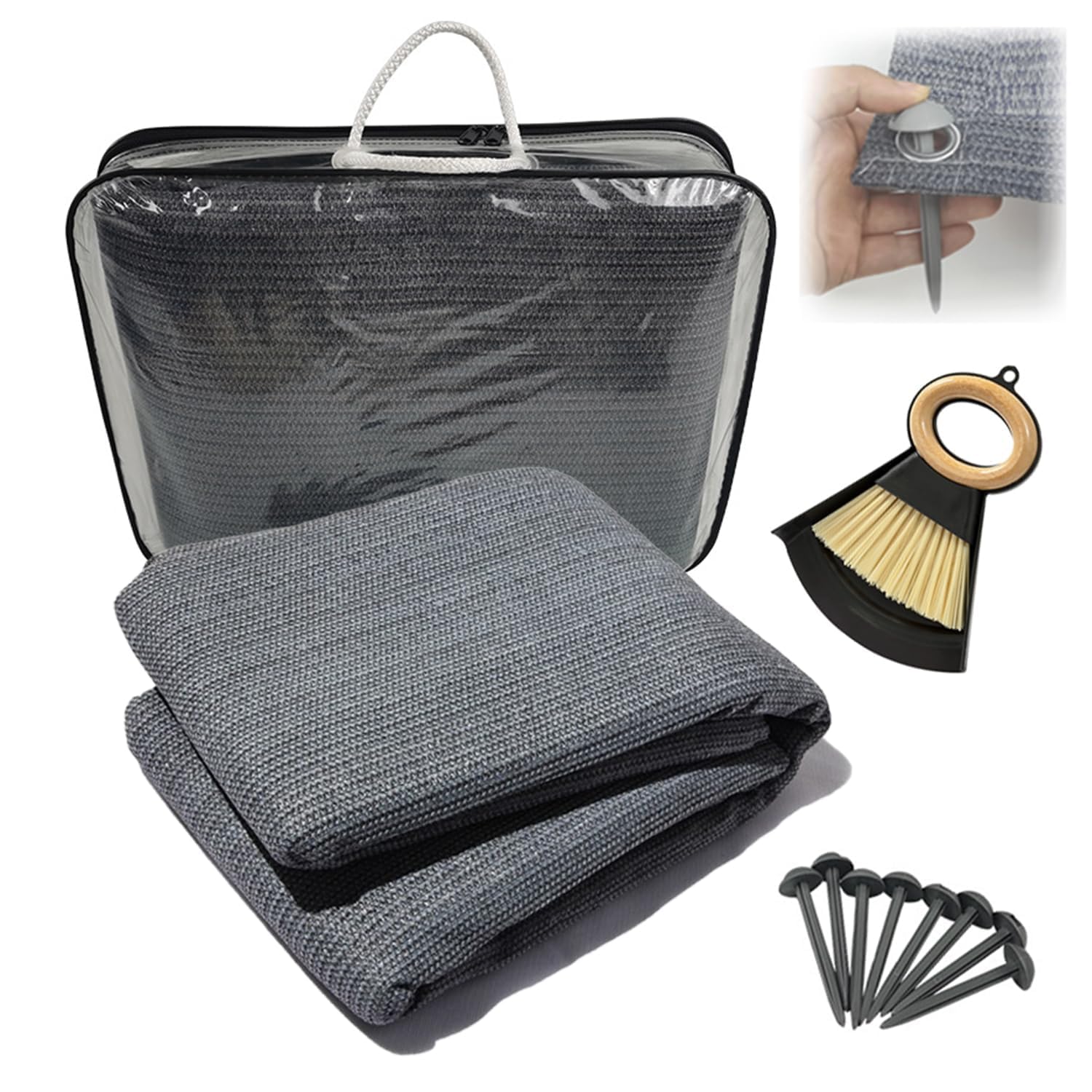 Alfombra De Suelo De Camping 3mx2,5m Polietileno HDPE con Ojales Acero Inoxidable Lavable