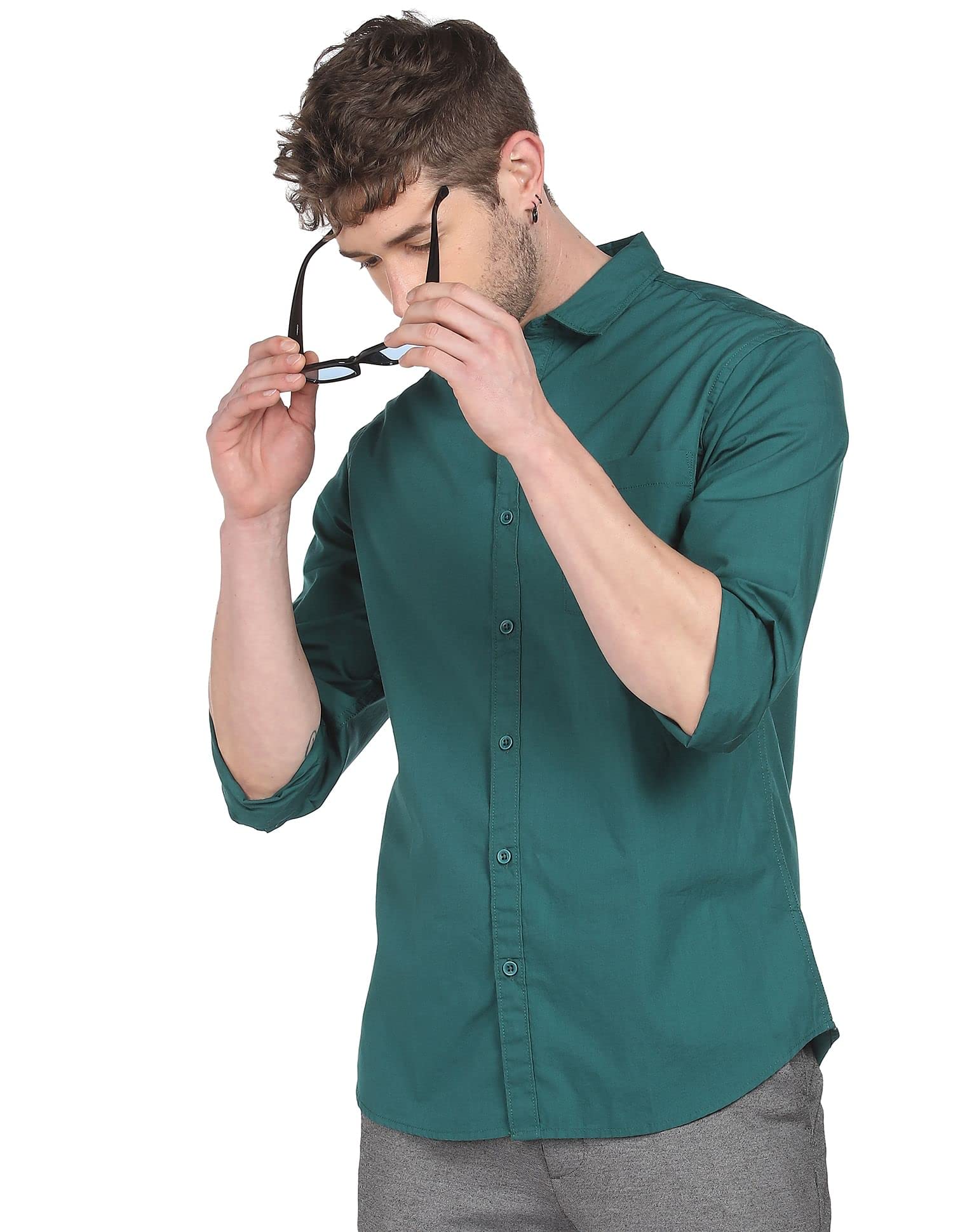 Ruggersby Unlimited Men's Regular Fit Shirt (8905464085018_Green_S)