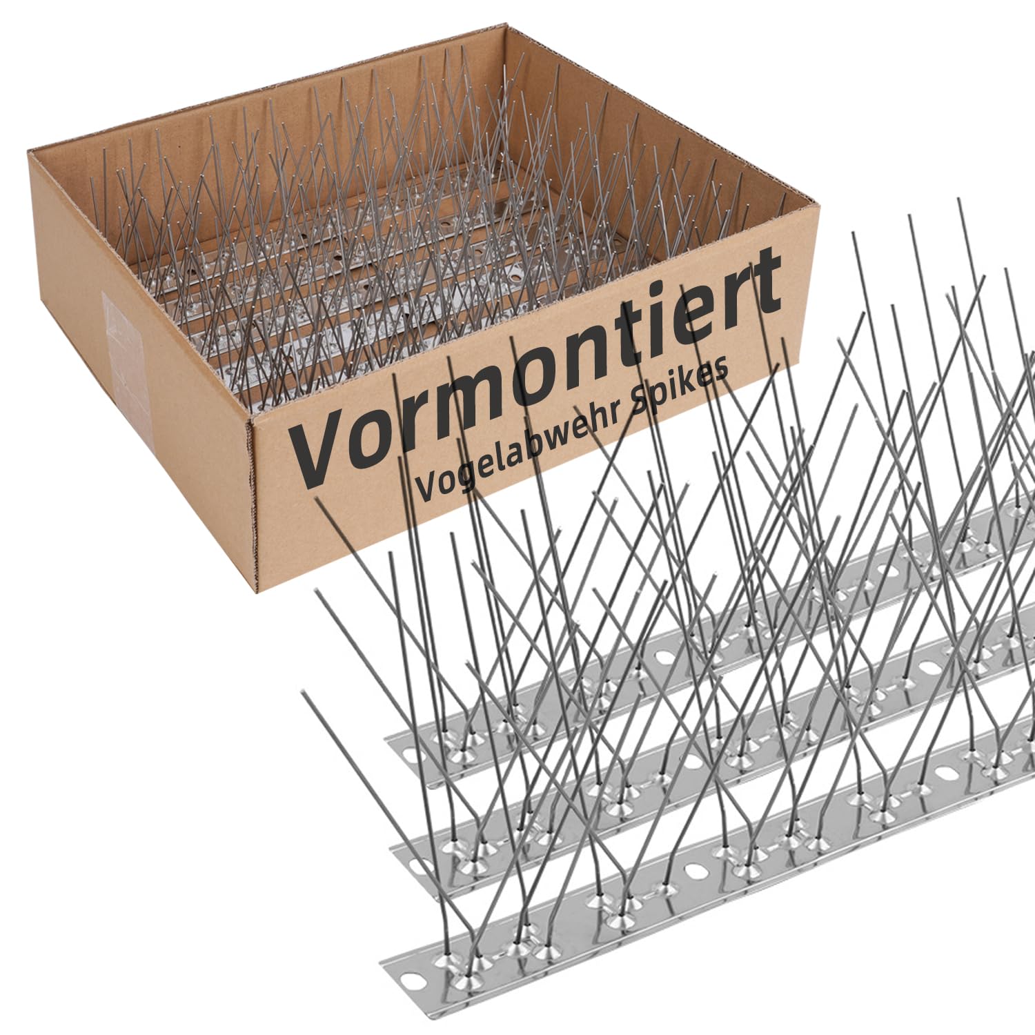 Vogelabwehr Spikes vormontiert für Dach und Fenster, Taubenabwehr Spikes Edelstahl Vogelschreck und Vogelschutz für Krähen, Möwen und kleine Vögel, Vogelabwehrspikes Set Abdeckung 10. 56Meter