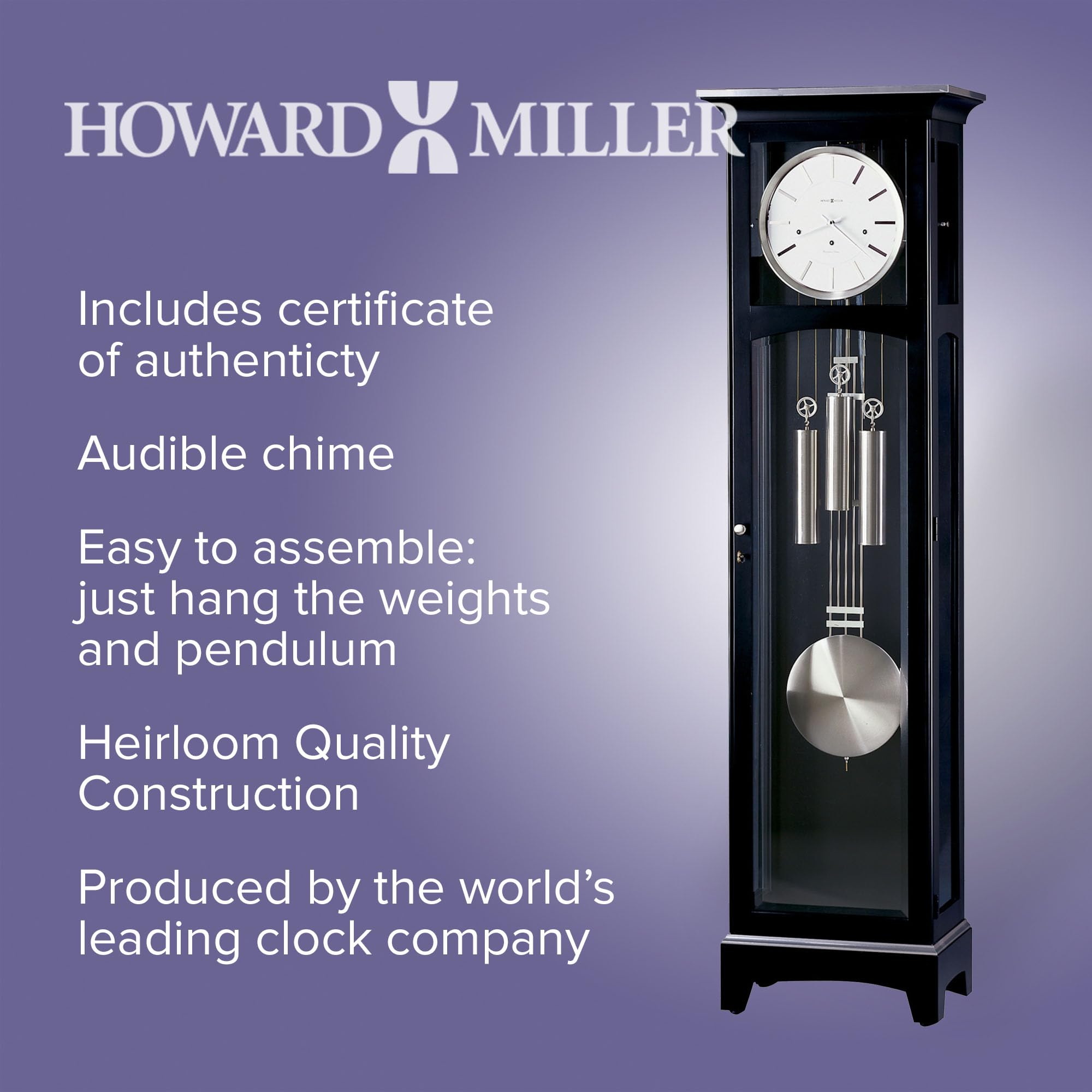 Howard Miller 660-125 Urban Iii Grandfather Clock, Wood, Black