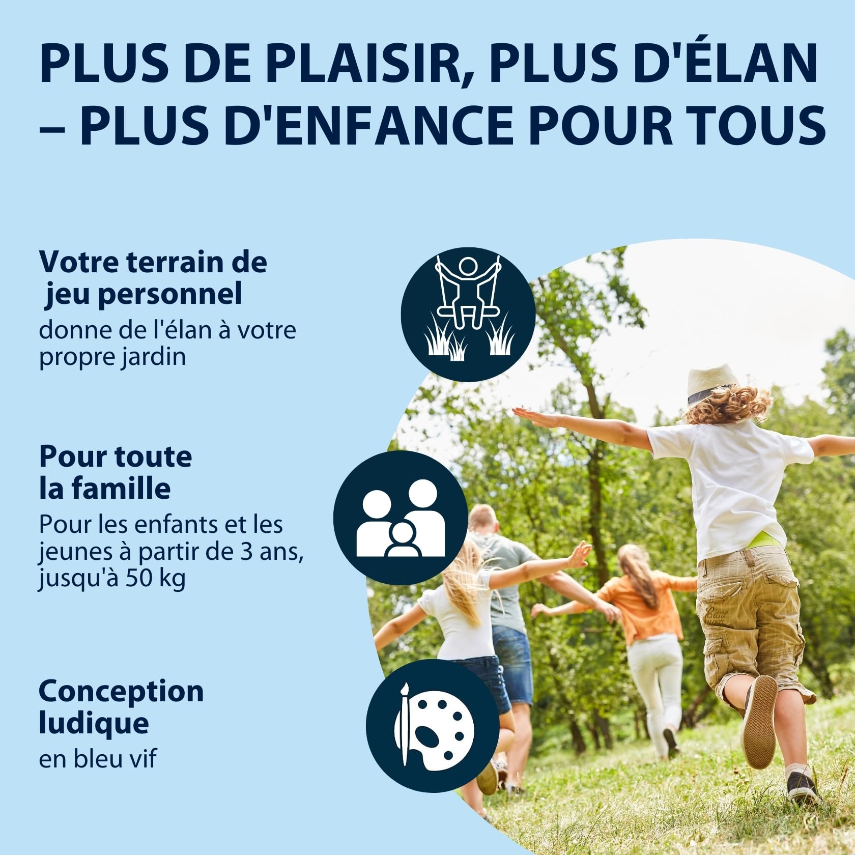 HUDORA Balancoire en Planche Bleue - Siège de balançoire pour Enfants en Caoutchouc pour l'extérieur - Balancoire avec Cordes réglables en Hauteur - Planche à Balancer pour Enfants jusqu'à 50 kg