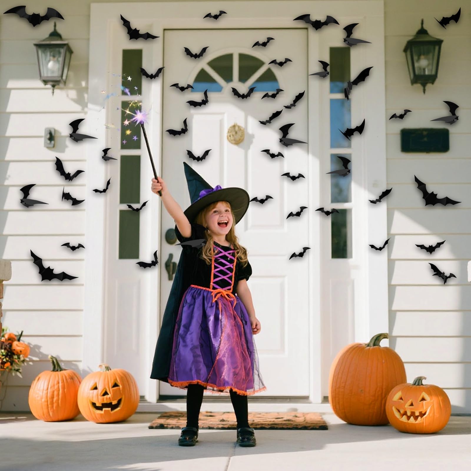 140 Autocollants Chauves-souris 3D Noirs – 5 Tailles, PVC, Décoration Halloween Effrayante