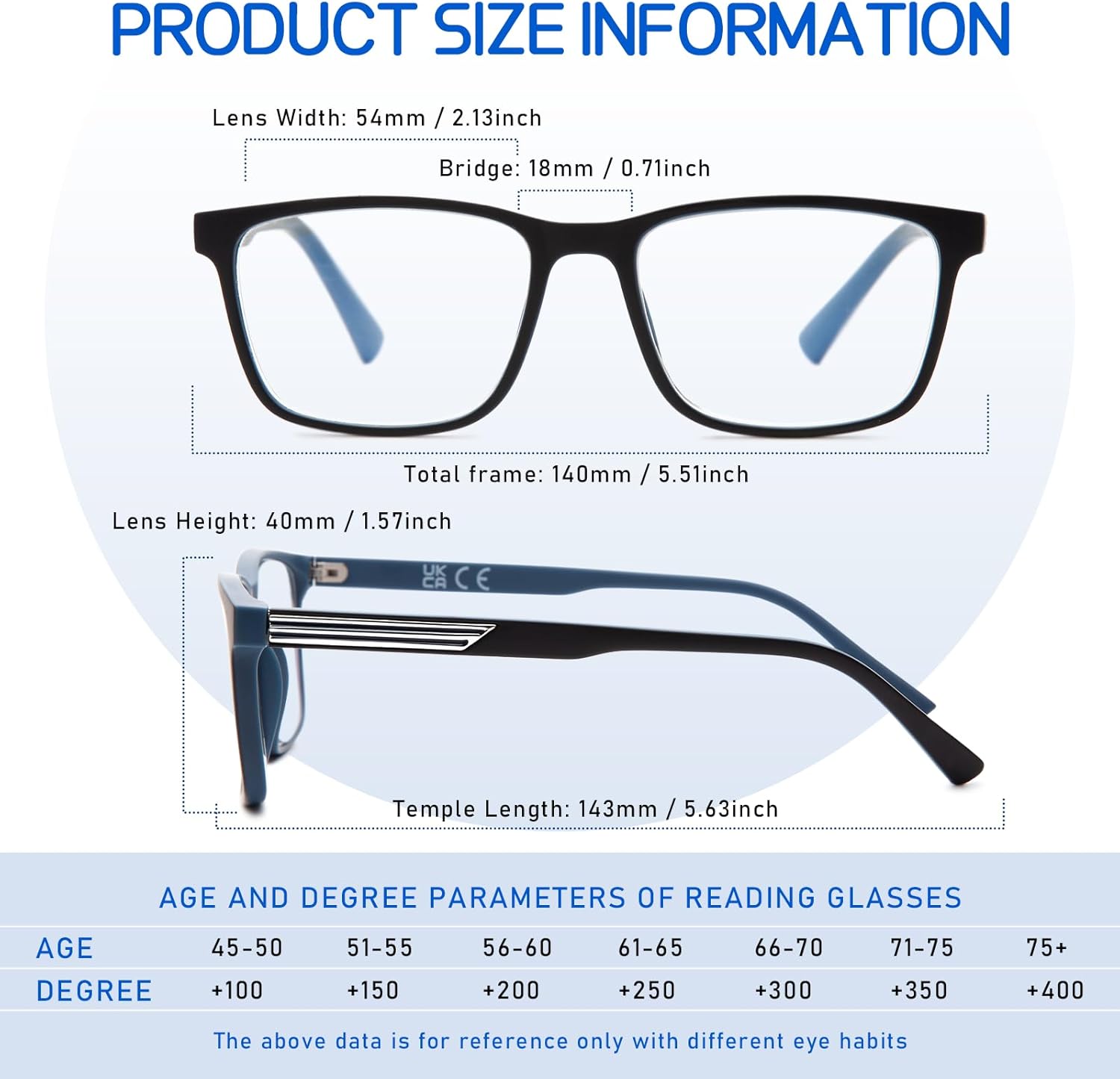 2 Pack Progressive Multifocus Reading Glasses Men Unbreakable TR90 Frame Temple Large Size Readers with Metal Inlays - Image 5