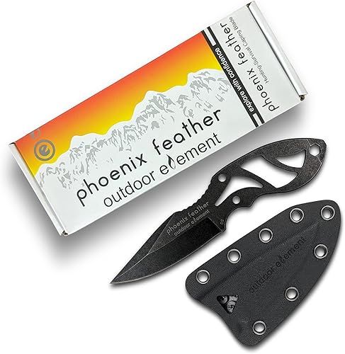 OUTDOOR ELEMENT Phoenix Feather - Cuchillo de hoja multiherramienta con funda Kydex incluida, destornillador hexagonal de 14 pulgadas y herramienta