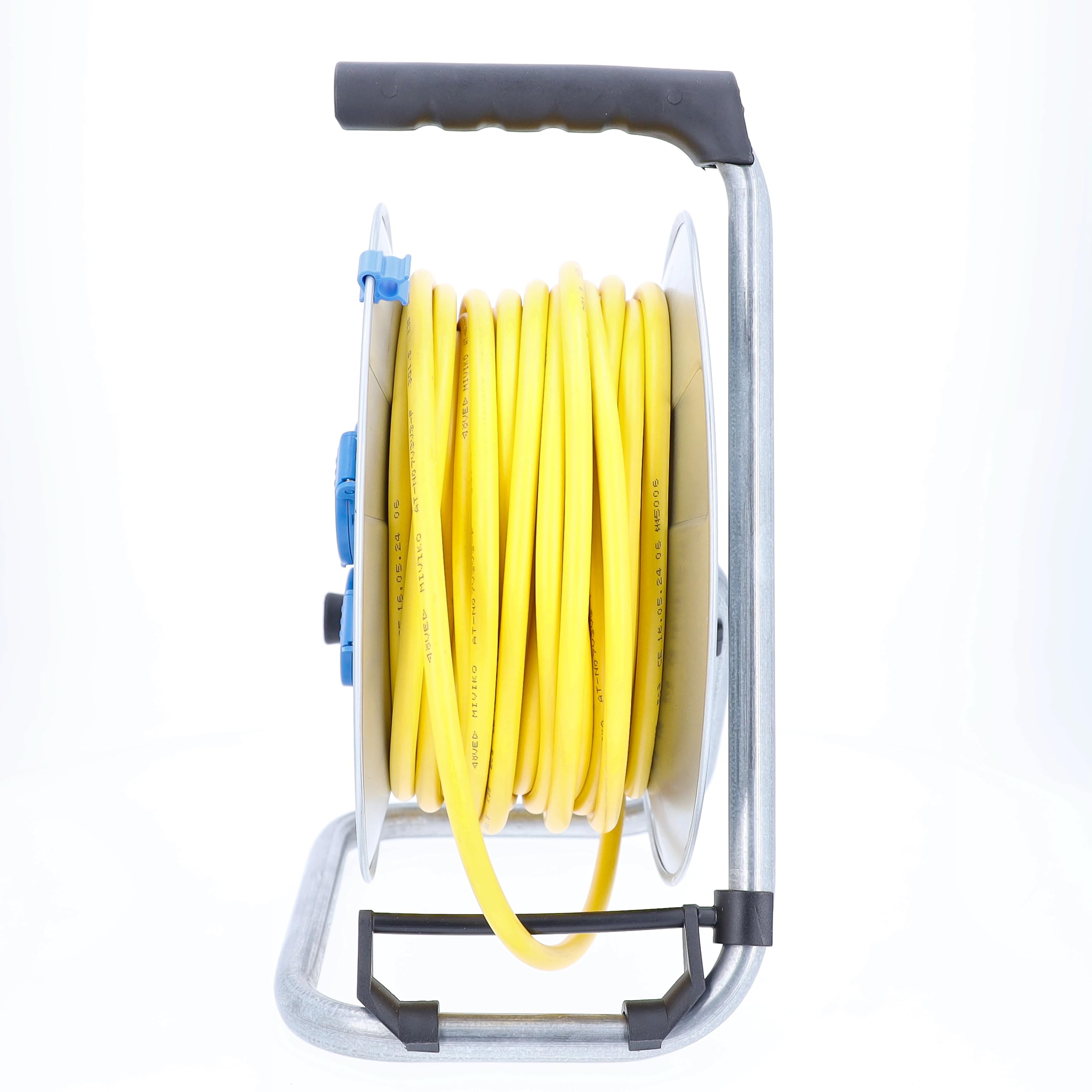 as - Schwabe avvolgicavo 25 m AT-N07V3V3-F 3G2,5, IP44 esterno, con spina SEV T13 IP55, 3 prese Tipo 13, interruttore termico di protezione, tamburo in lamiera d’acciaio zincata, Made in Germany