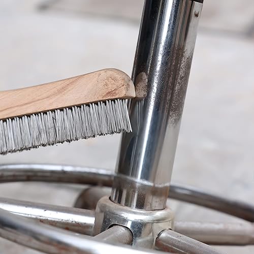 Miniatura 6 de Juego de 6 cepillos para raspar de alambre con mango de madera (6 unidades, 10 pulgadas, 4 x 6 filas, cepillos de alambre de acero al carbono con