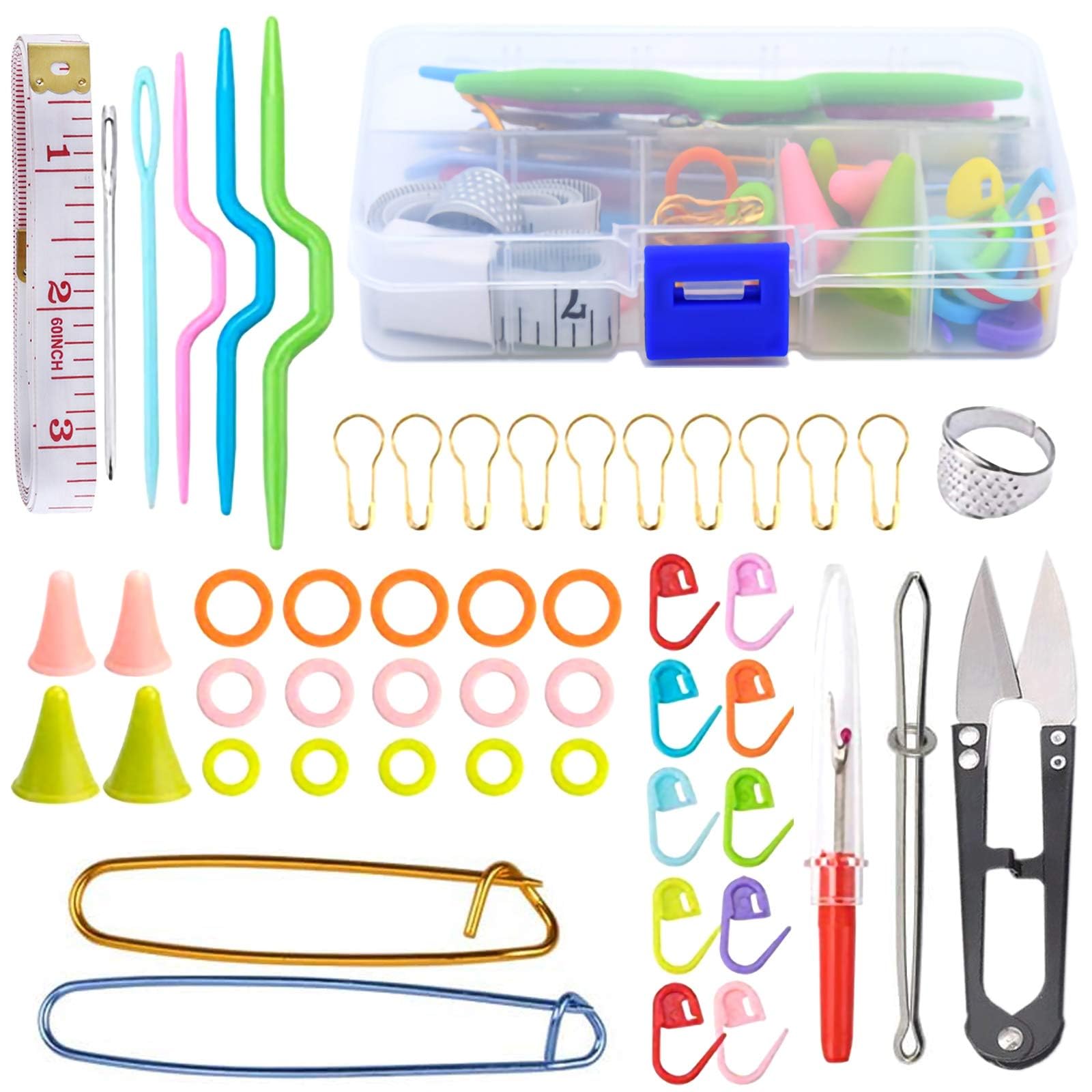 57Pcs Knitting Kit, Crochet Accessories, Knitting & Crochet Tools Set - DIY Handicraft Accessories Kit with Case, Needles, Stitch Markers, Scissors & More for Beginners & Enthusiasts-image-0