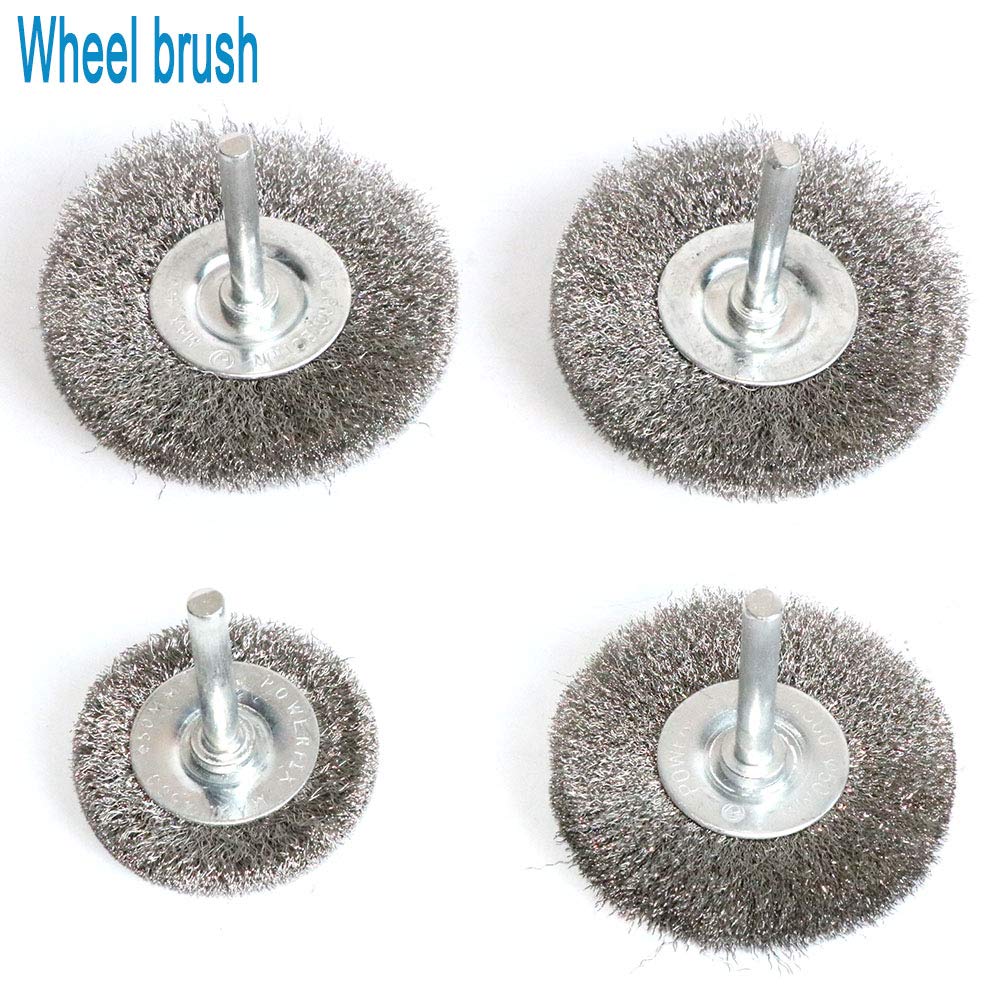 FPPO Stainless Steel Wire Wheel Brush & Crimped Cup Brush Kit for Drill,Fine Wire Diameter 0.0059 Inch,for Rotary Tool with 1/4-Inch Shank,Removal of Rust,deburring,Paint (7pcs)