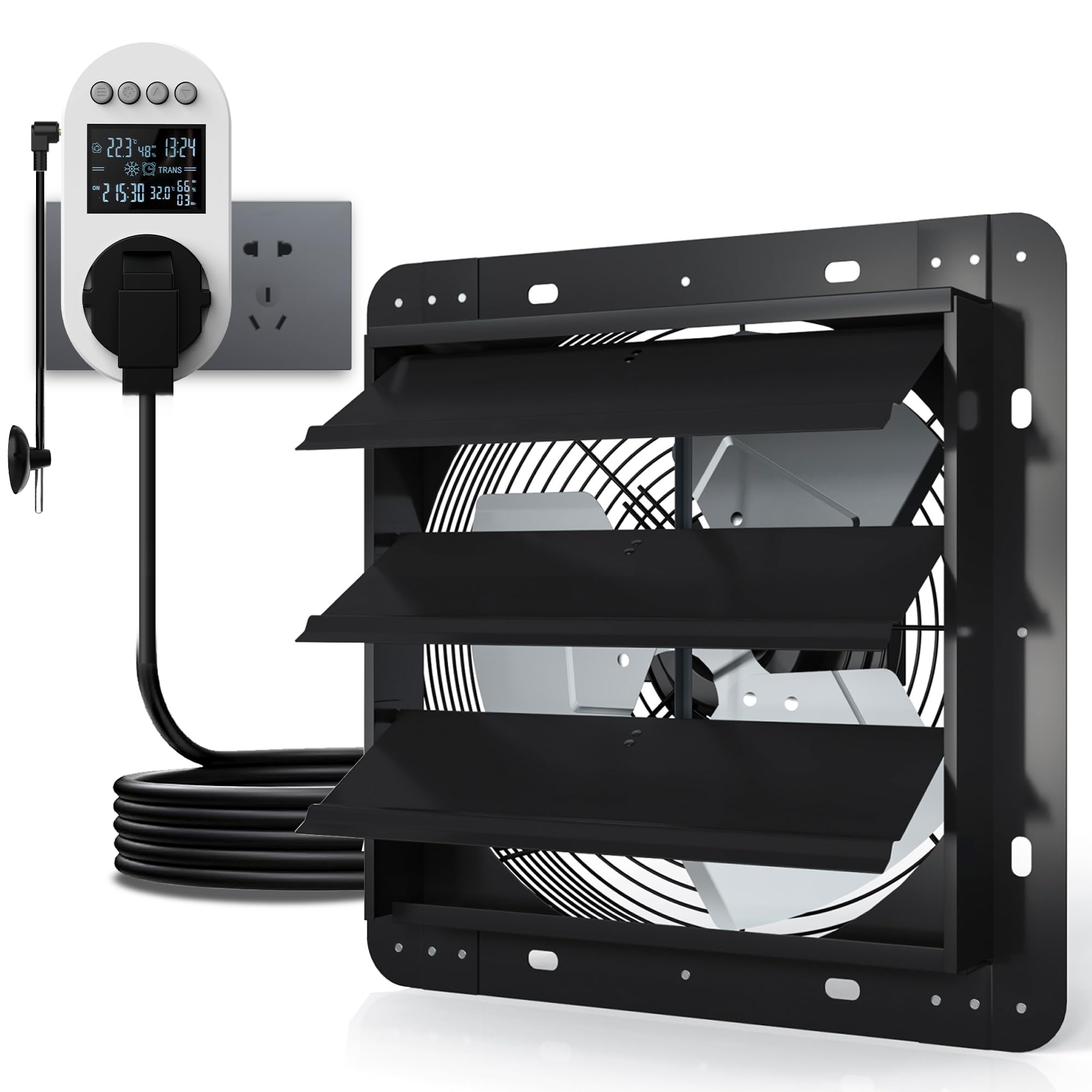 Aygrochy Ventilador extractor de 350 mm con sensor de temperatura para sótano garaje