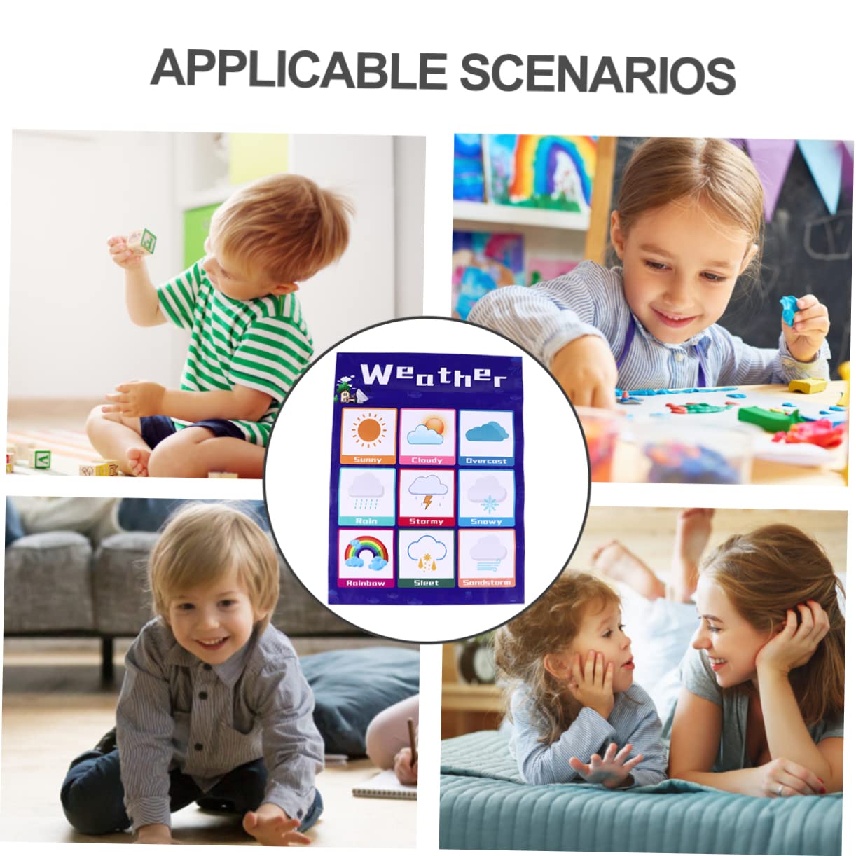 FUNOMOCYA Affiche Éducative Interactive pour Garçon et Filles Graphique Éducatif en Pp Adhésif, Tableau Mural D'éveil à L'anglais pour Bébé, Apprentissage Couleur Aléatoire Style Aléatoire
