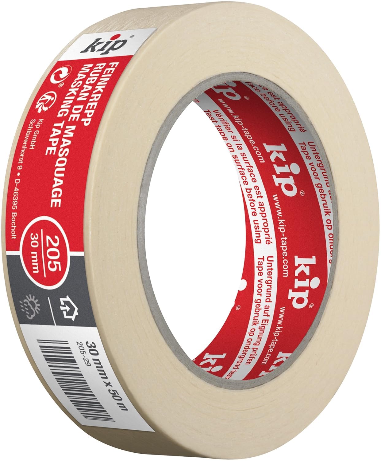 kip Taśma klejąca 205-98 taśma malarska – profesjonalna taśma maskująca do malowania i lakierowania – 3 rolki po 30 mm x 50 m