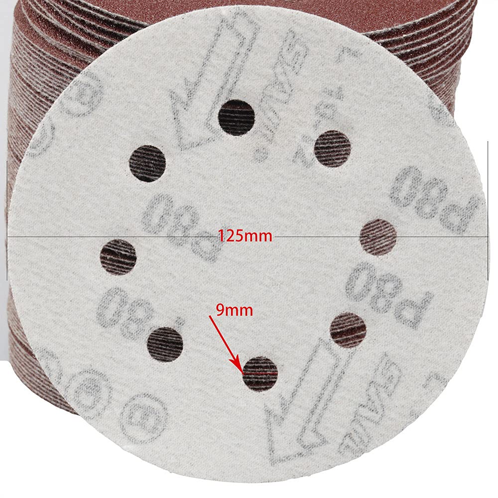 10 Uds 125mm almohadilla de pulido de papel de lija forma redonda 8 agujeros lijado discos de papel de lija para pulidora, grano 320