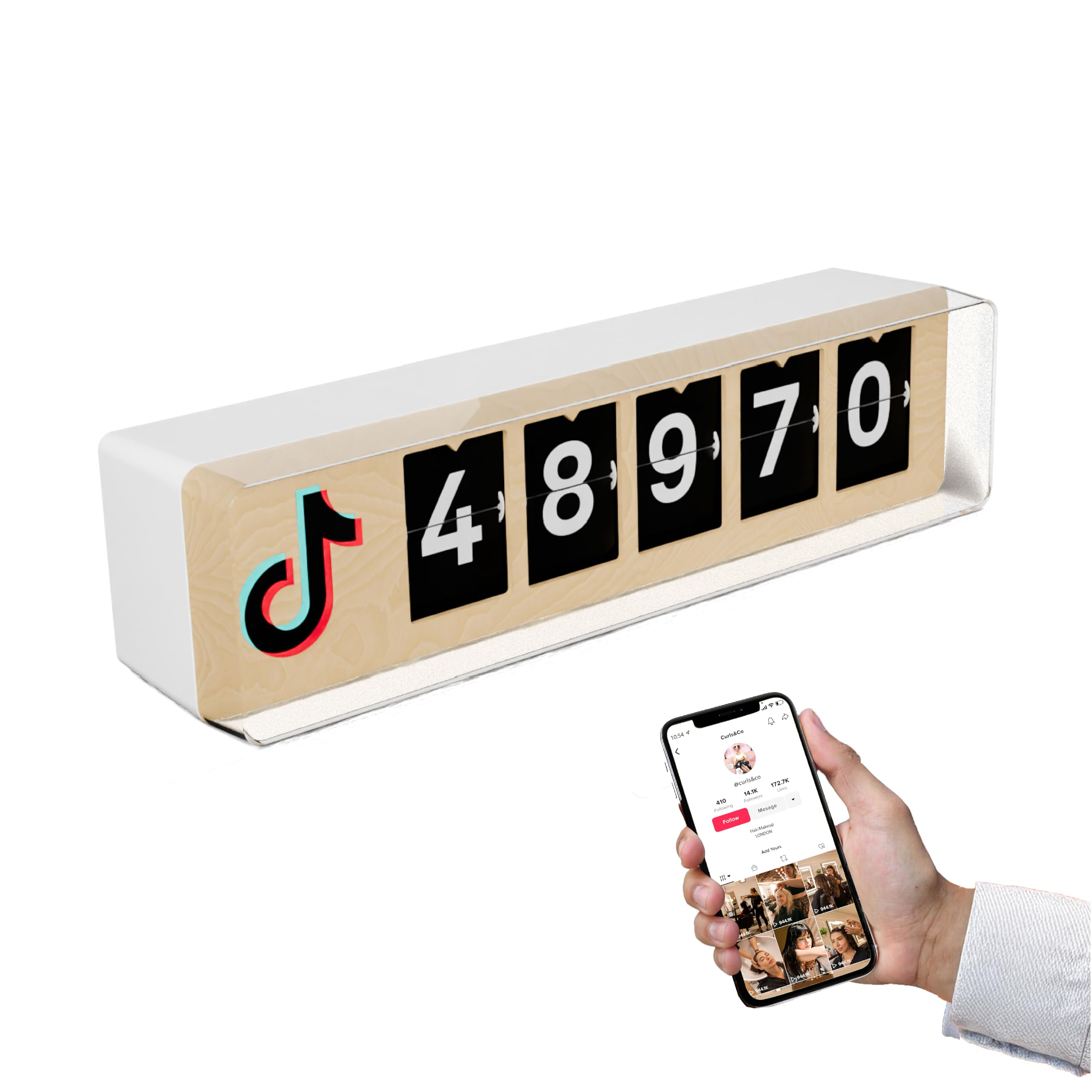 Contador de seguidores de TikTok - Pantalla de solapa dividida en tiempo real - Aumenta los seguidores y el compromiso - Para creadores, tiendas y más - Wi-Fi y punto de acceso - Fácil