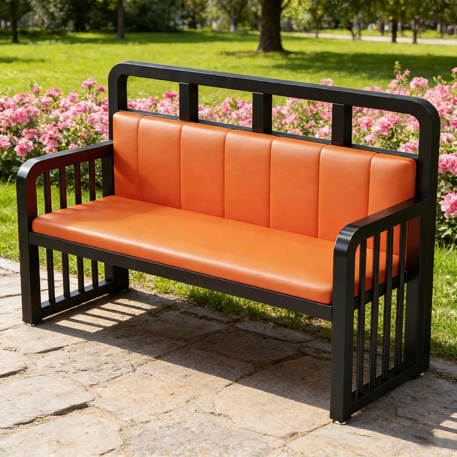 Sillón de Espera de Cuero con Estructura de Acero Inoxidable, Banco de Recepción con Reposabrazos, Ideal para Oficinas, Vestíbulos, Hospitales y Salones de Belleza(70.8in/180cm)