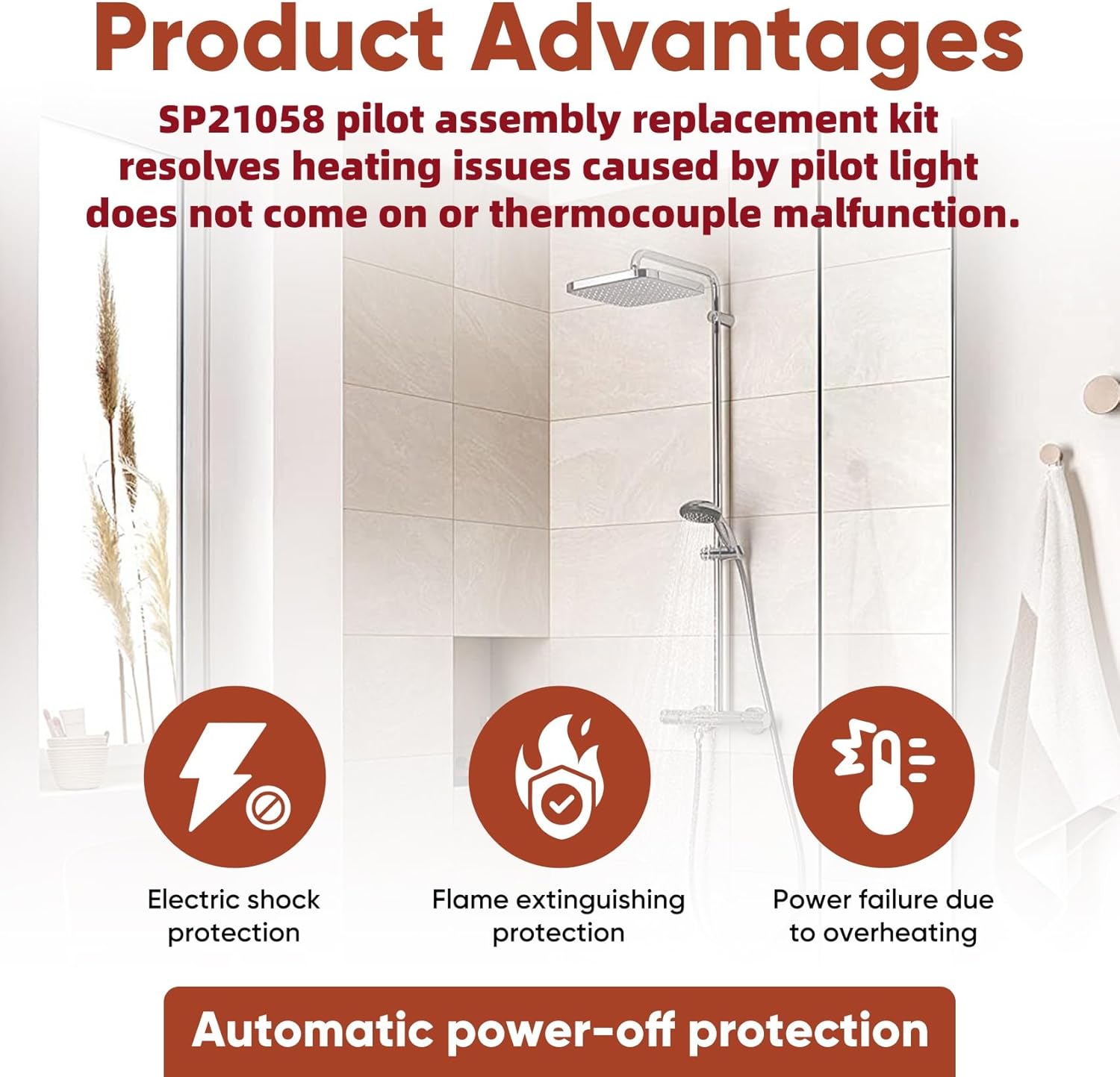 SP21058 Pilot Assembly Replacement Kit Compatible with Select Rheem Ruud Water Heaters, Complete Water Heater Pilot Burner Assembly, Thermopile, Thermocouple etc.