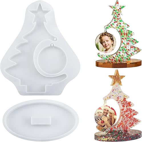 Molde de silicona para marco de fotos de árbol de resina, moldes de resina de resina epoxi para bricolaje, adornos de Navidad, manualidades,