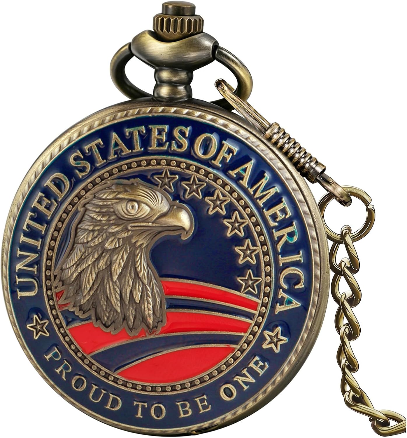 Tiong Pocket Watch,American Eagle Flag USA US Flag Patriotic 4th of July Gifts for Veterans,Pocket Watch for Veterans with Chain,Best Veterans Independence Day Gifts