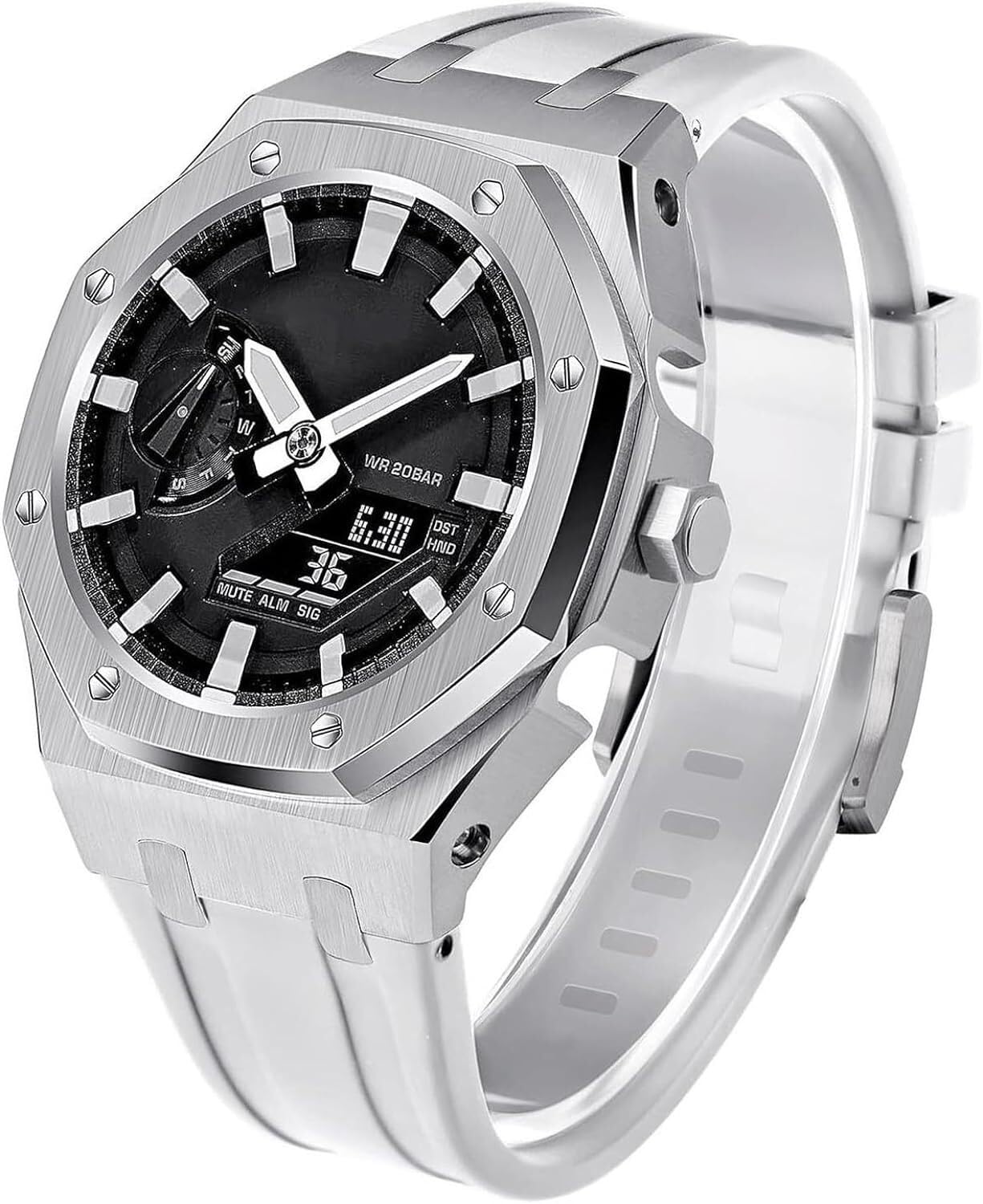 5th Gen Metal Watch Case and Rubber Band Mod Kit，For GM2100 GA2100/2110 DIY Modification Upgrade，Stainless Steel Bezel strap Modfication Accessories，For GA2100 2110