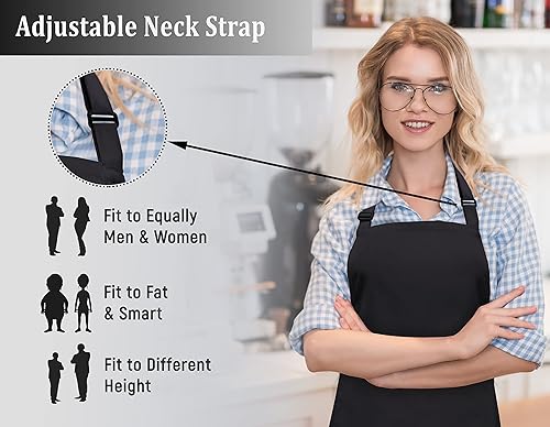 Miniatura 3 de RUVANTI Cotton Enrich - Delantal de cocina divertido, paquete de 1 unidad, resistente a las gotas de agua, 2 bolsillos, delantales de taller para