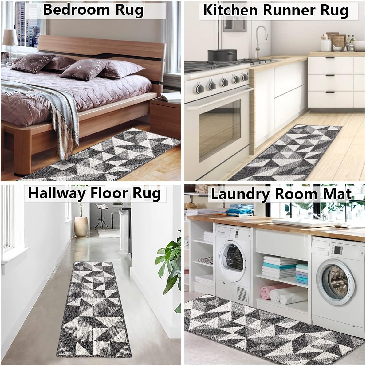 REFETONE Runner Rug for Hallway Rug Washable Runner Mat Non Slip for Entryway Entrance Kitchen Laundry Room Rug - 32"x48", Black