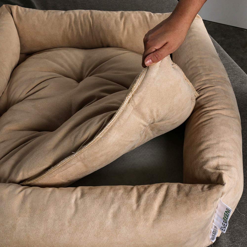 evergreenweb – Cama para perros 45 x 65 cm de tamaño pequeño, Relleno de Lazo Water Foam efecto pluma Suave lavable, caseta de interiores con cojín desenfundable, colchón para animales Domésticos, Rex