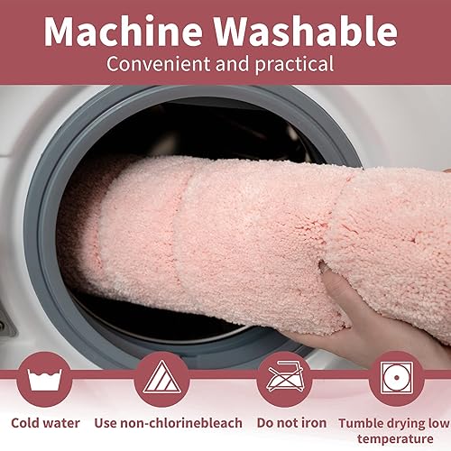 Miniatura 6 de GRANNY SAYS - Tapete de baño rosa antideslizante, lavable, 16 x 24 pulgadas, suave, de microfibra de pelo largo, tapete de baño absorbente, tapete