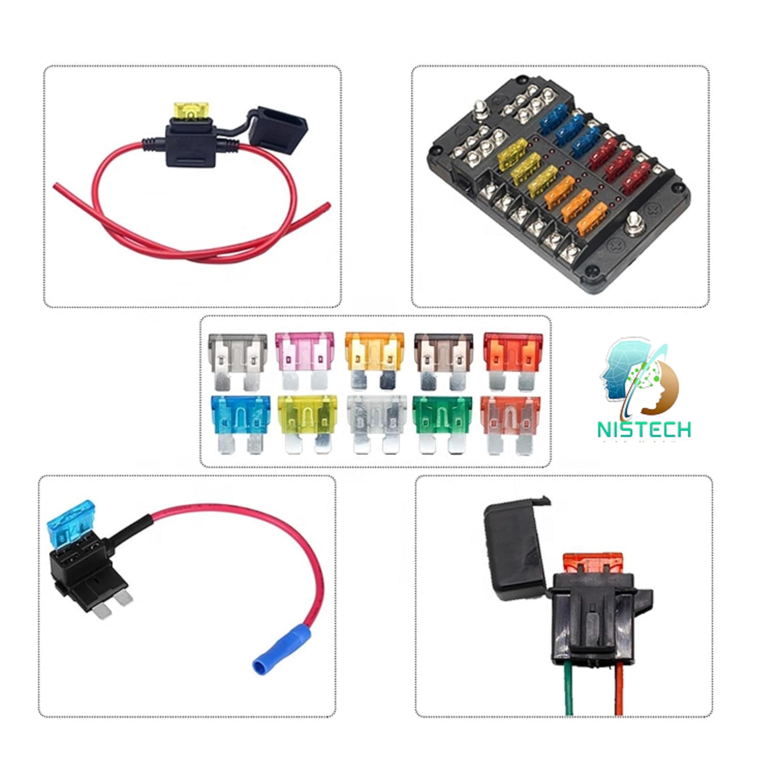 NISTECH 10 Amp Red ATC/ATO Fuses Enterprises (Pack of 10) Fuse for Bike and Car Blade Fuse [10amp) - 10pcs 4