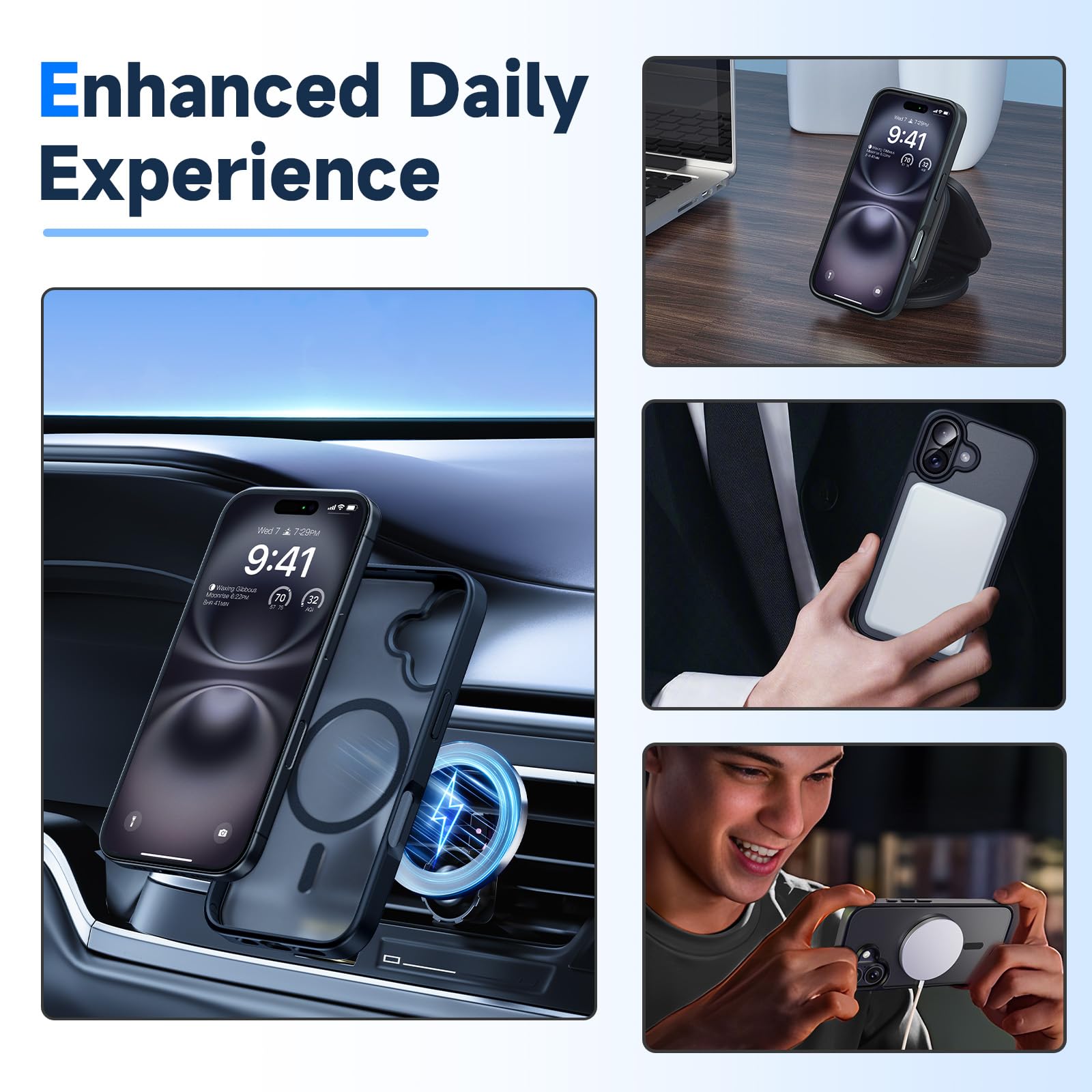 seacosmo 5 in 1 Magnetic for iPhone 16 Case with 2X HD Screen Protector + 2X Camera Lens Protector - Image 3