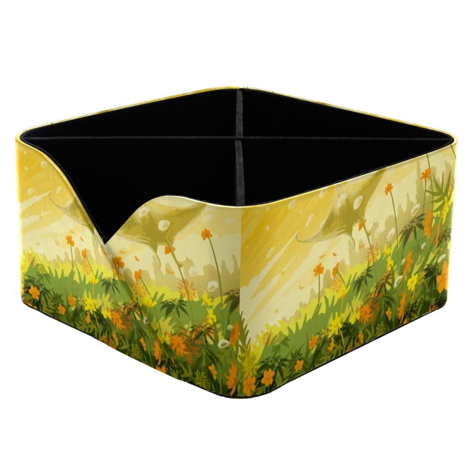 Porte-stylos rectangulaire fleurs à double compartiment pour papeterie bureau
