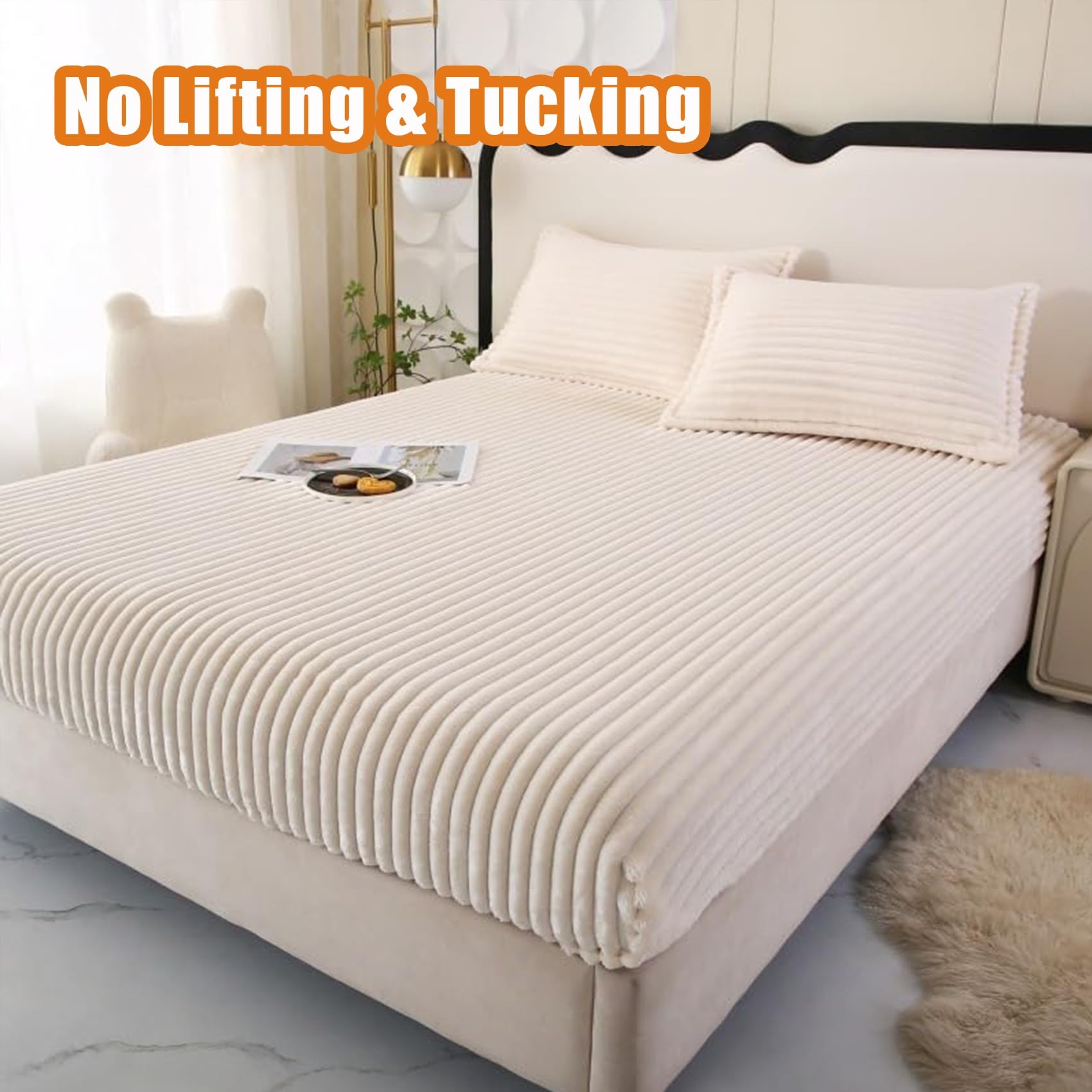Sábana Ajustable de Felpa Invierno 180x200 - Funda de Colchón de Franela Suave y Cálida, Sábana Bajera de Piel de Melocotón con Bolsillo Profundo 30cm para Cama(Red,Full 54"x75")