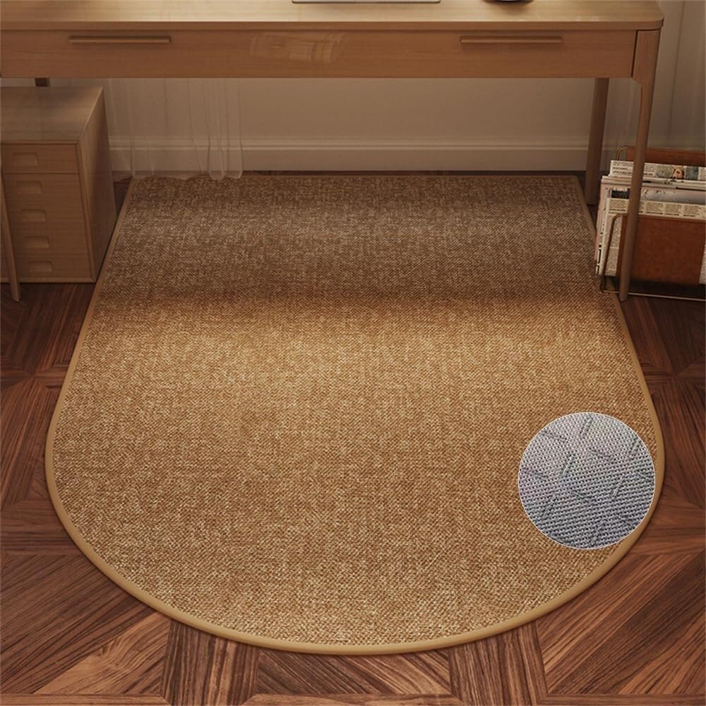 SSDDLZEQ Premium durable range Linen-print Protective Rug For Computer Gaming Chairs, Suitable For Study Areas(Light Brown,100x120cm)