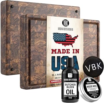End Grain Board With Feet and Juice Groove 20x16 + Basic Care Kit